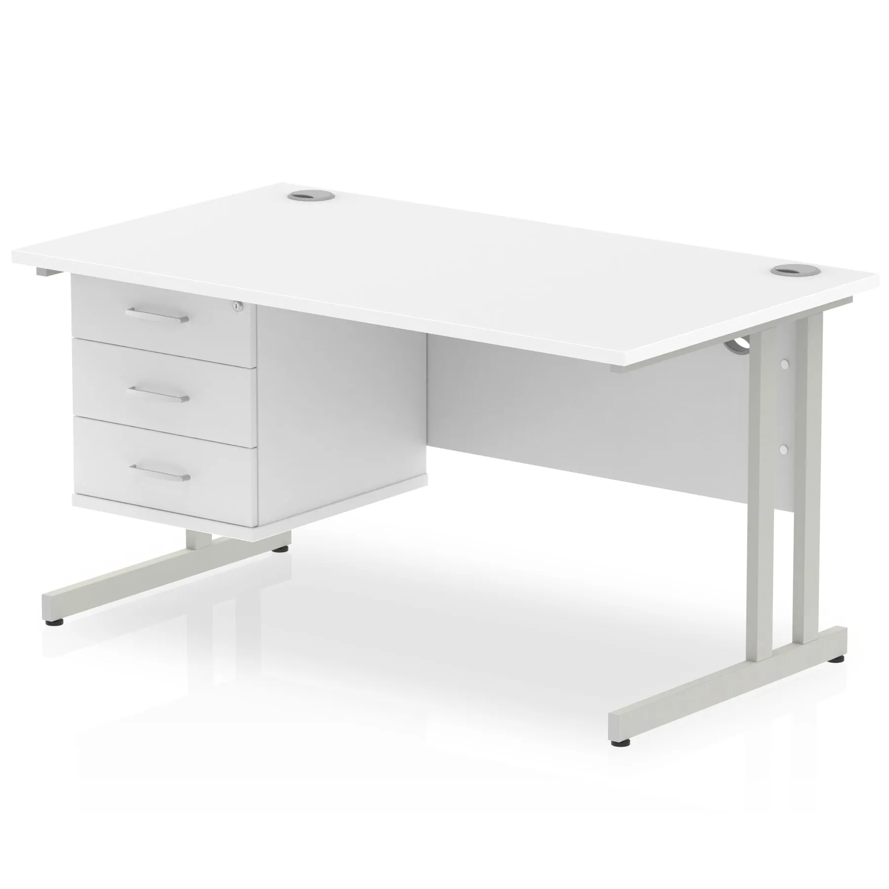 OE - Impulse 1400mm Cantilever Straight Desk With Single Fixed Pedestal