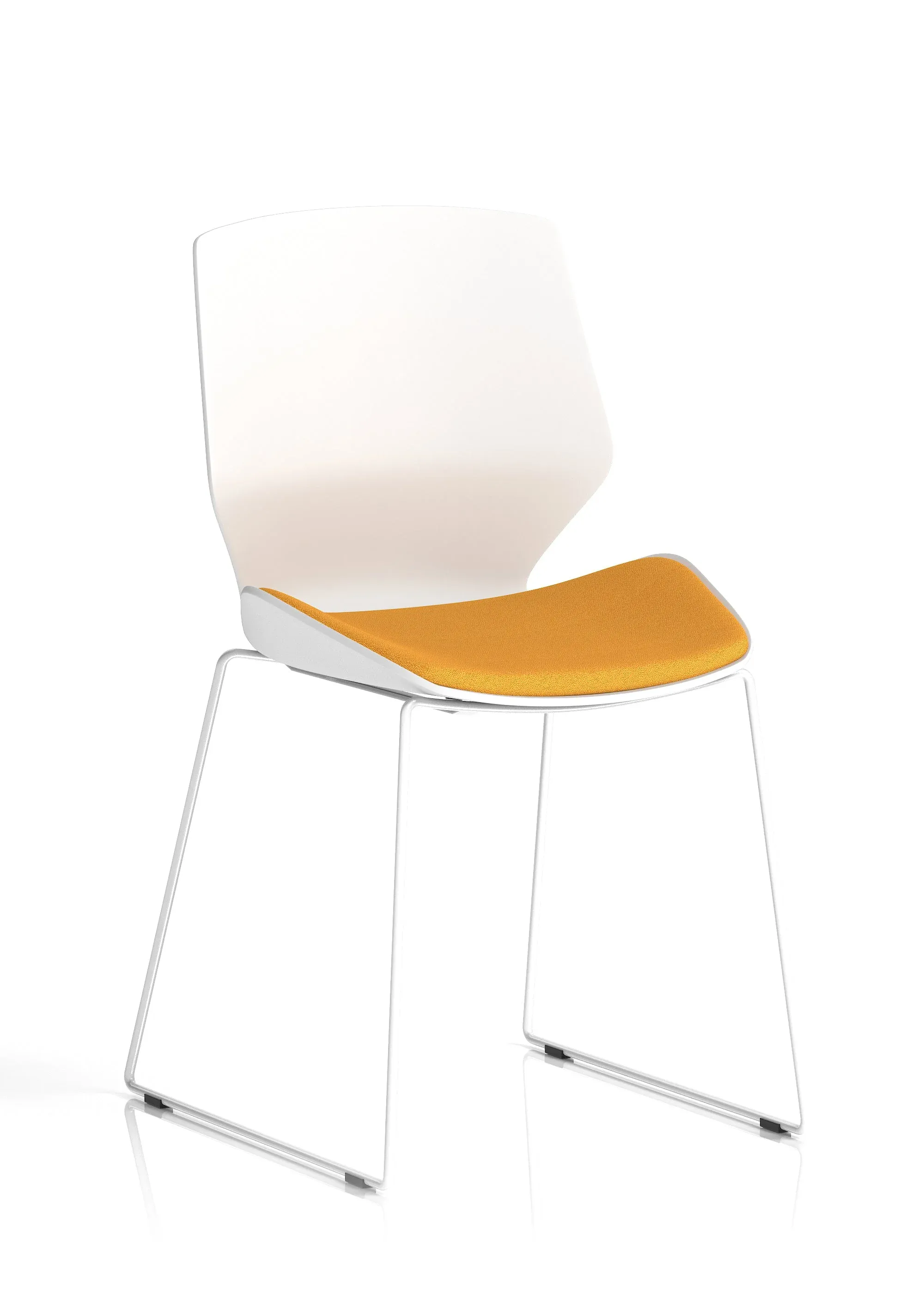 Florence Sled White Frame Fabric Seat Visitor Chair