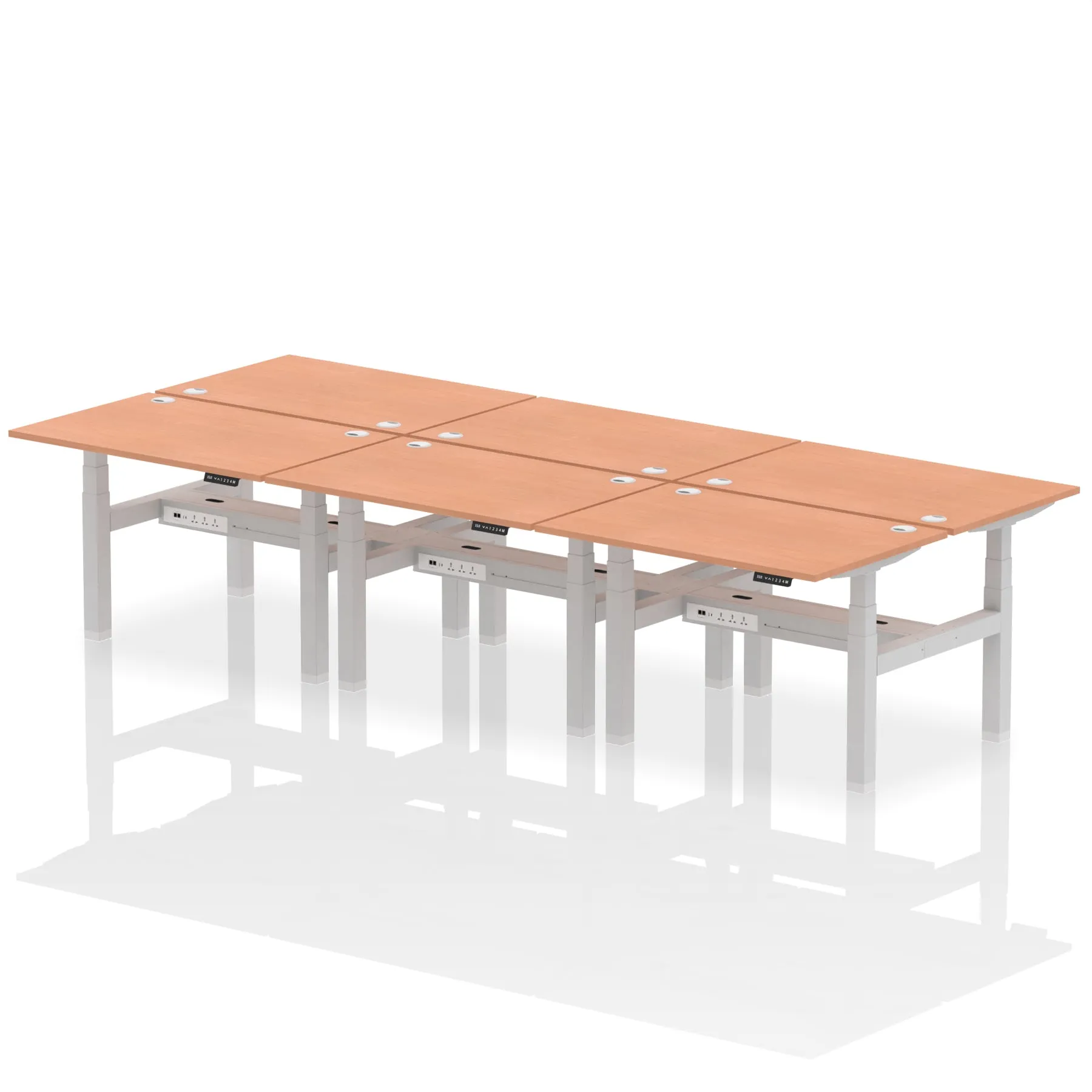 Air Back-to-Back Height Adjustable Bench Desk - 6 Person