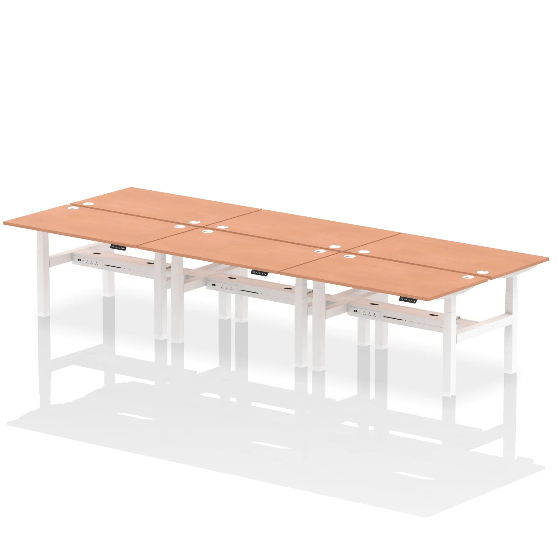 Air Back-to-Back Height Adjustable Bench Desk - 6 Person