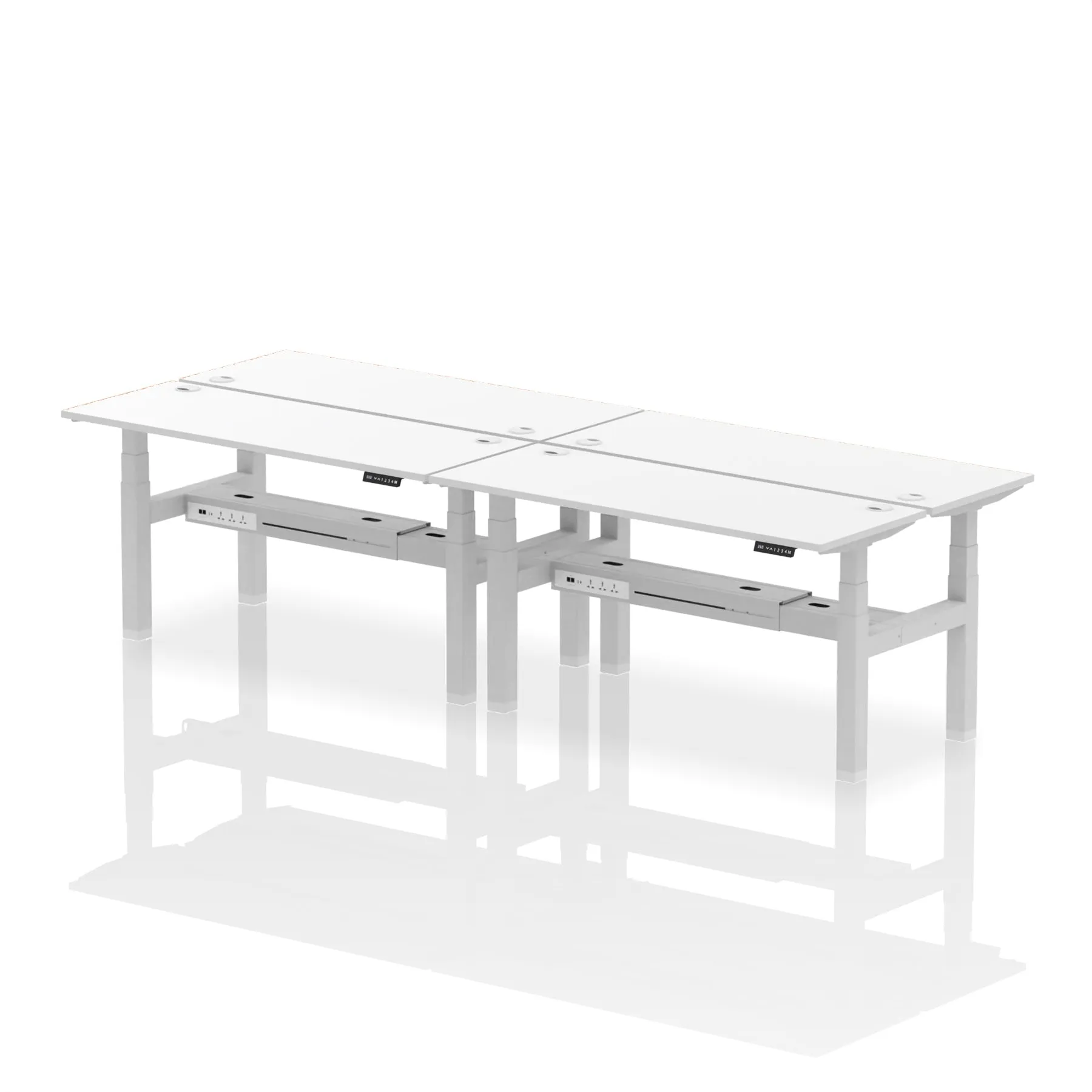 Air Back-to-Back Slimline Height Adjustable Bench Desk - 4 Person