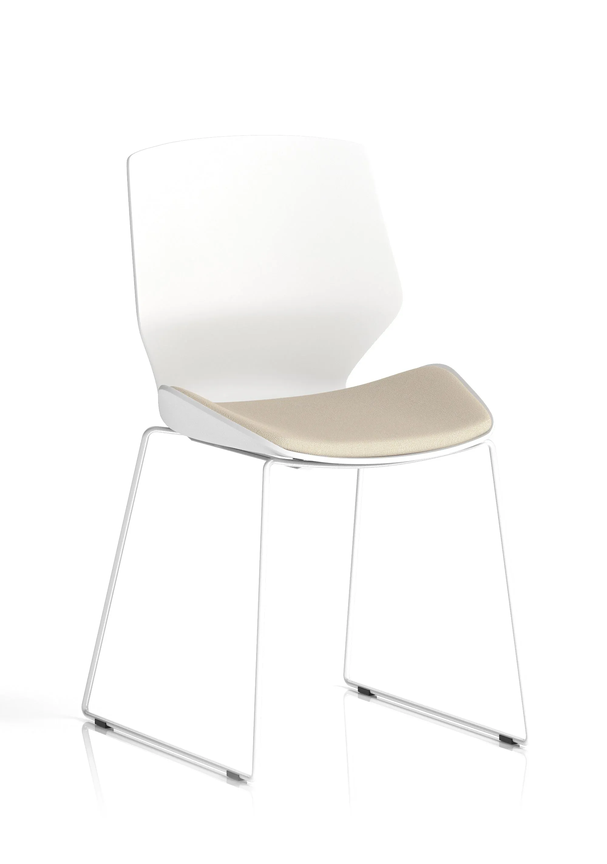Florence Sled White Frame Fabric Seat Visitor Chair