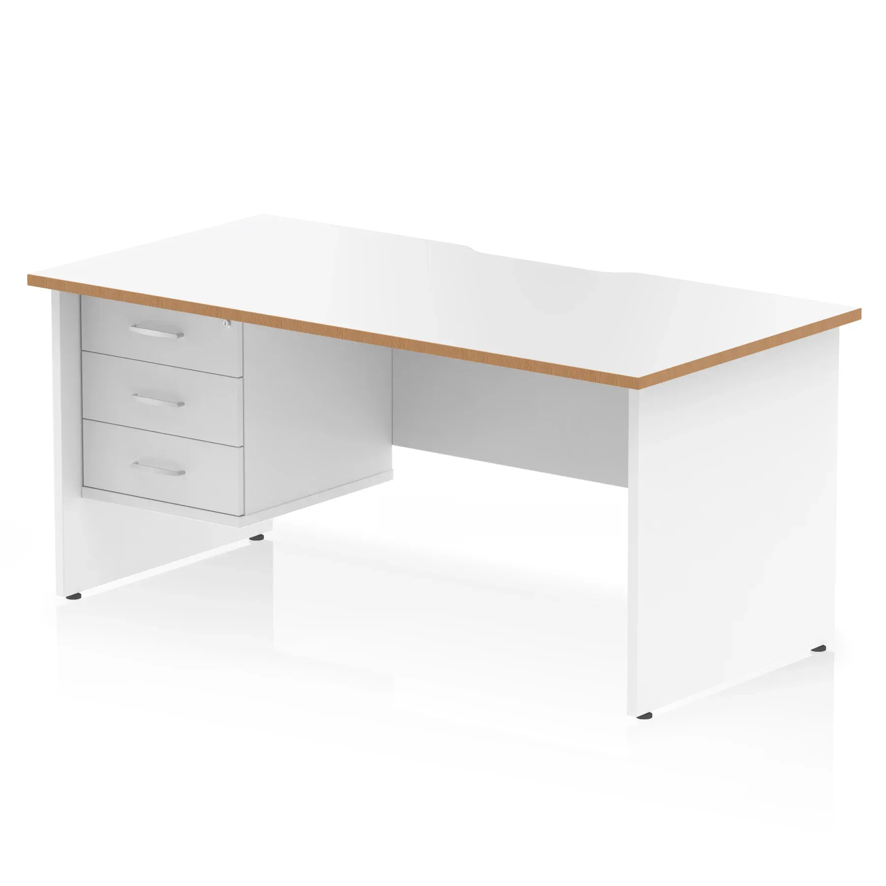 Impulse Scalloped Edge 1600mm Panel End Straight Desk With Single Fixed Pedestal