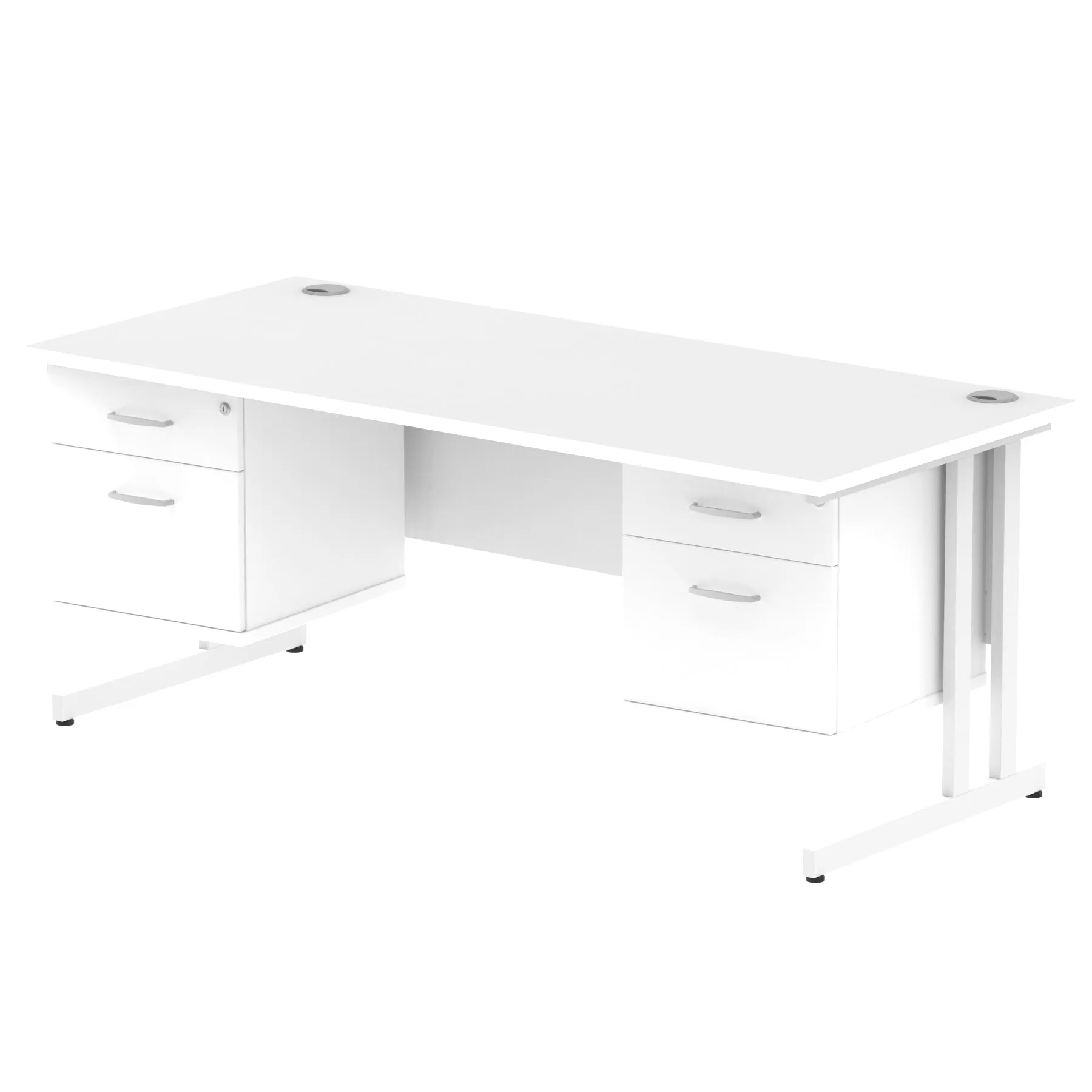 Impulse 1800mm Cantilever Straight Desk With Two Fixed Pedestal