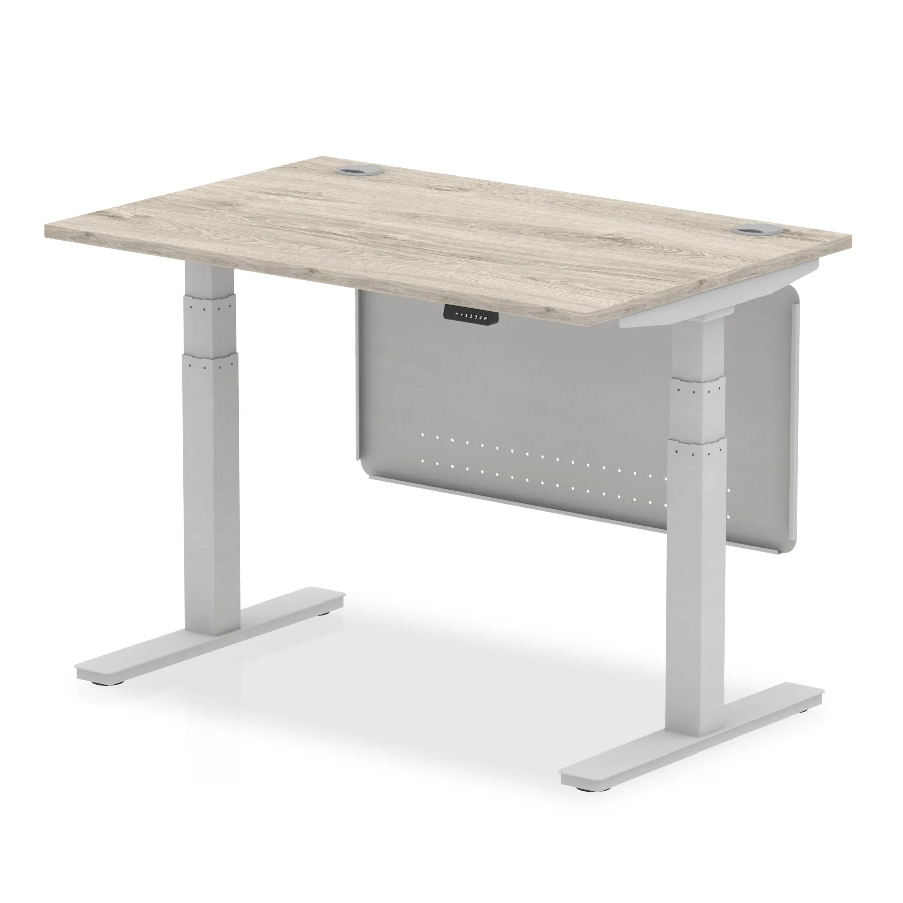 EE - Air Height Adjustable Desk with Cable Ports with Steel Modesty Panel