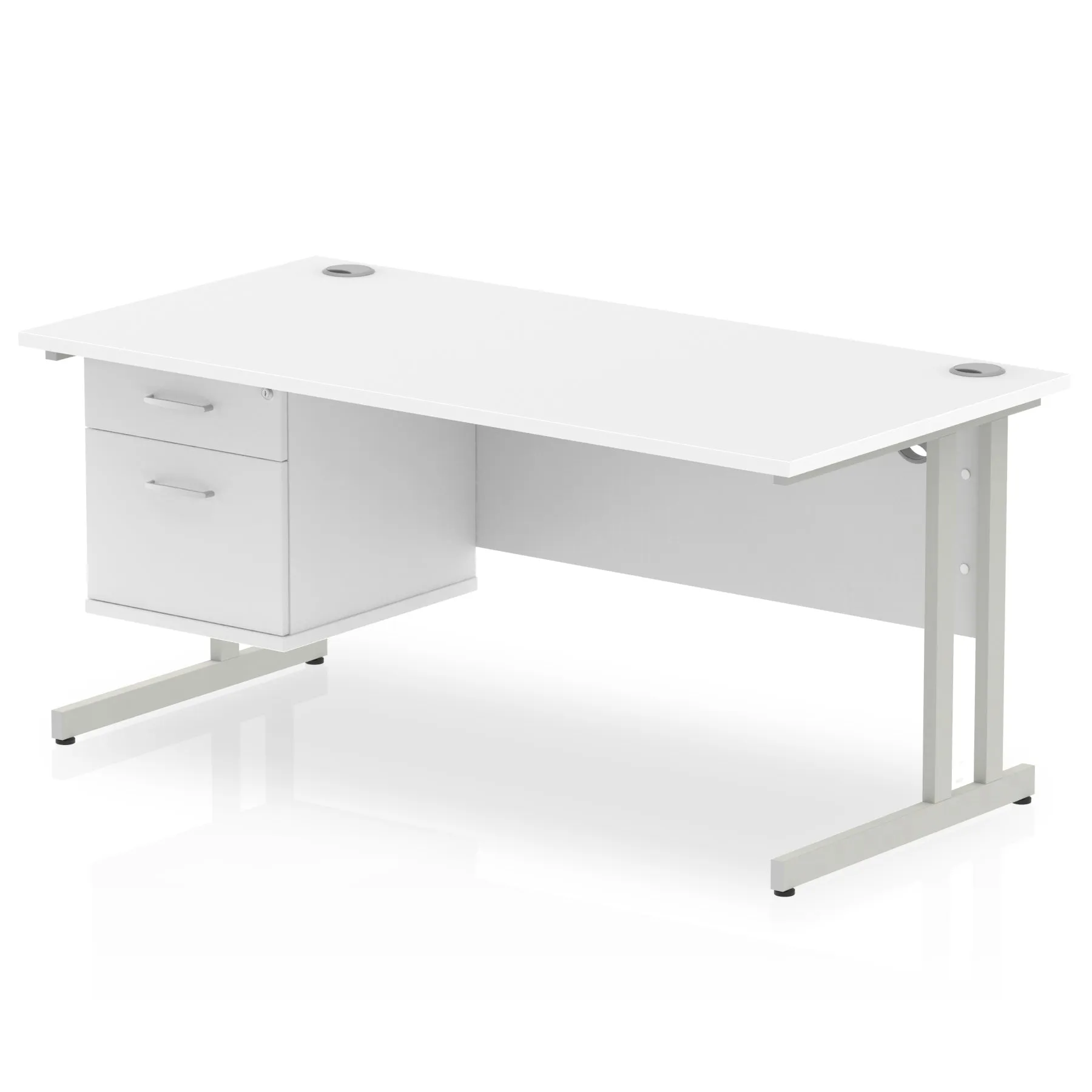OE - Impulse 1600mm Cantilever Straight Desk With Single Fixed Pedestal