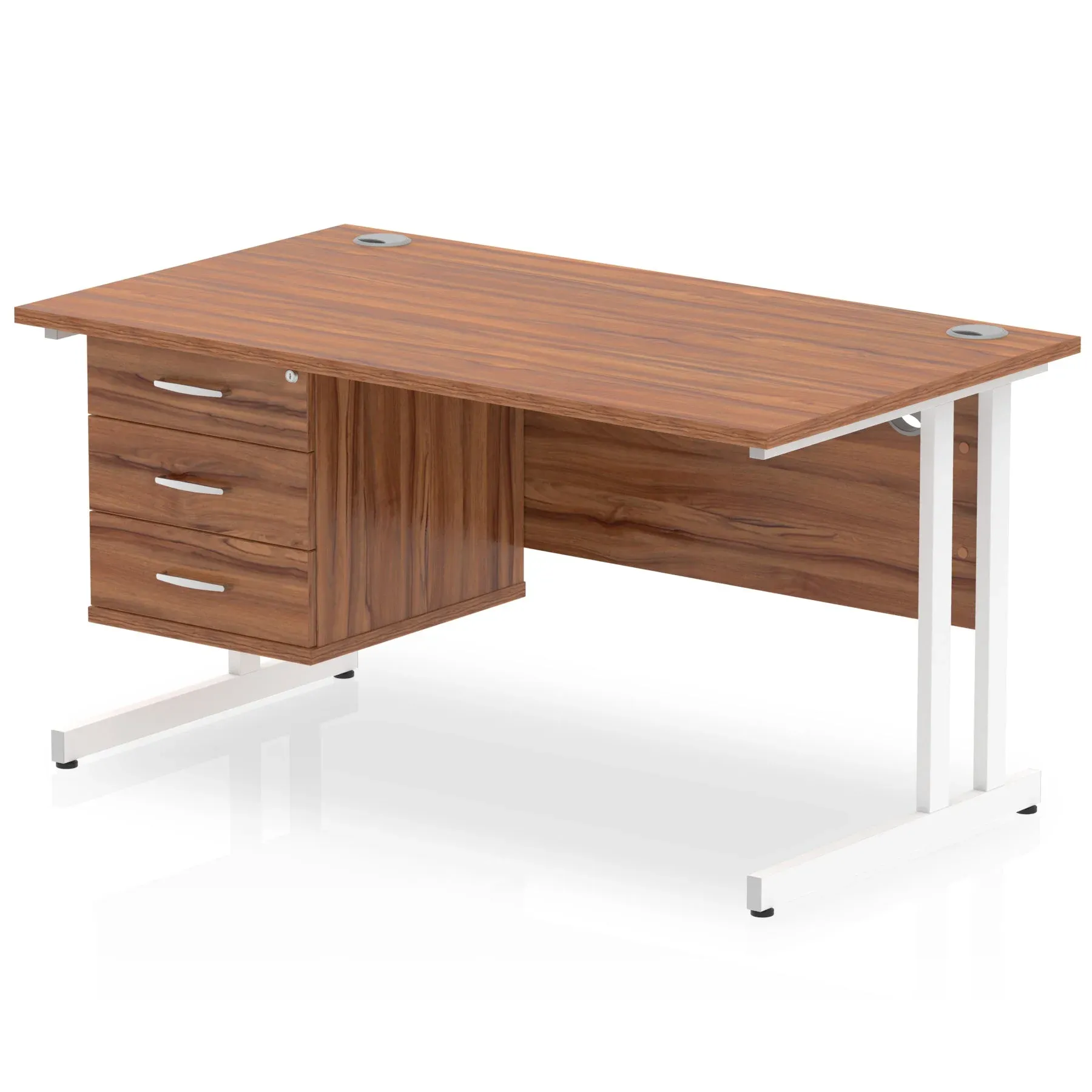 OE - Impulse 1400mm Cantilever Straight Desk With Single Fixed Pedestal
