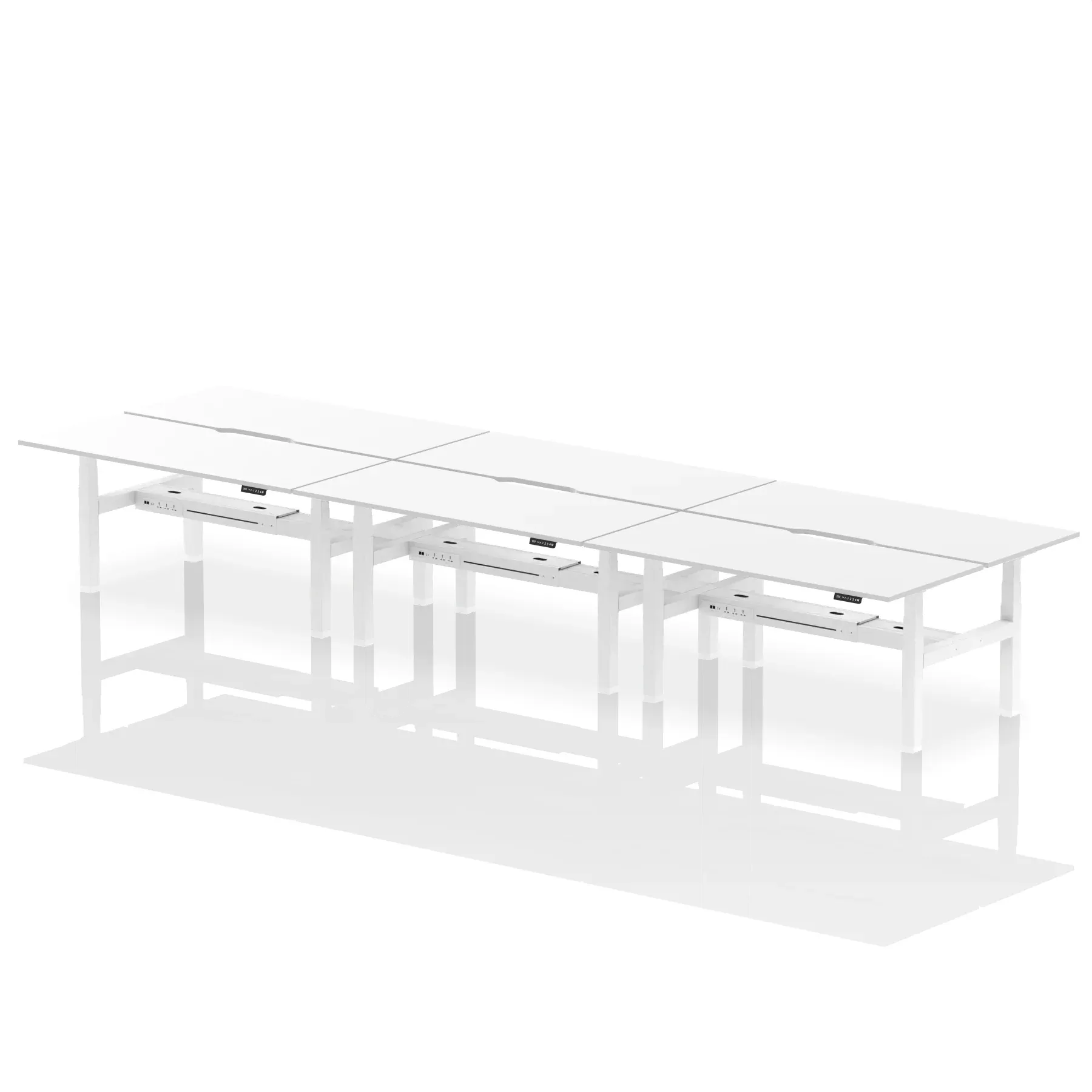 Air Back-to-Back Scalloped Edge Height Adjustable Bench Desk - 6 Person