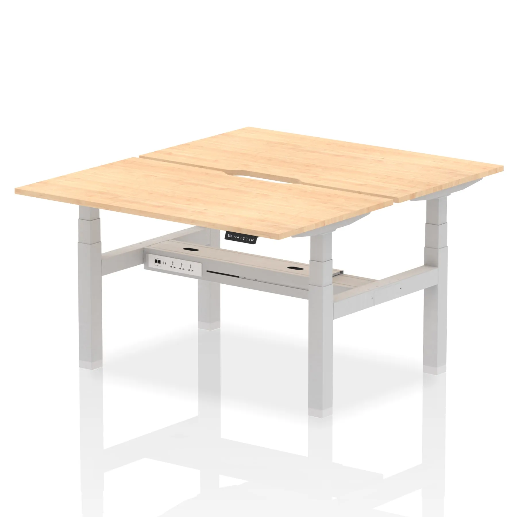 Air Back-to-Back Scalloped Edge Height Adjustable Bench Desk - 2 Person