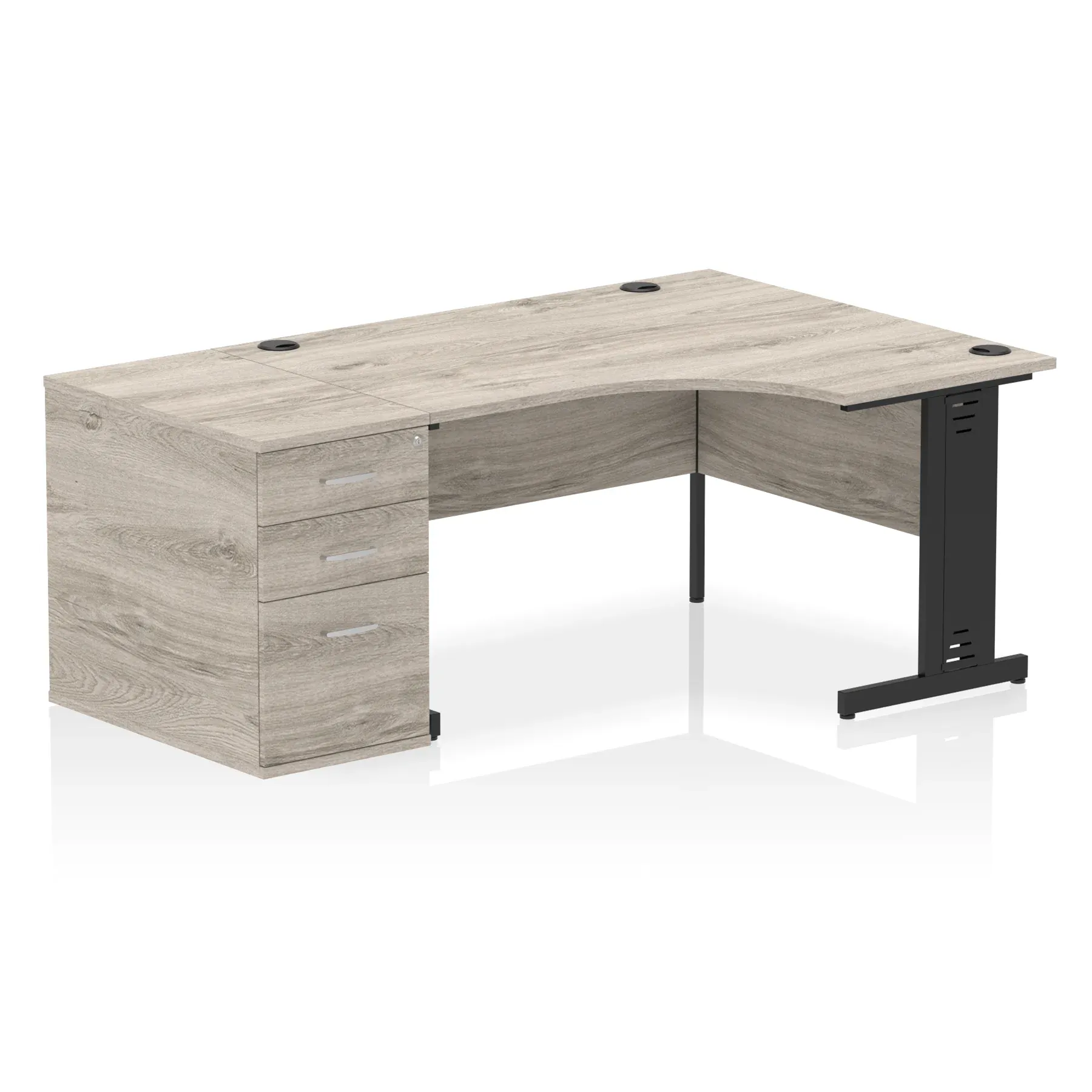Impulse 1400mm Cable Managed Right Crescent Desk Workstation