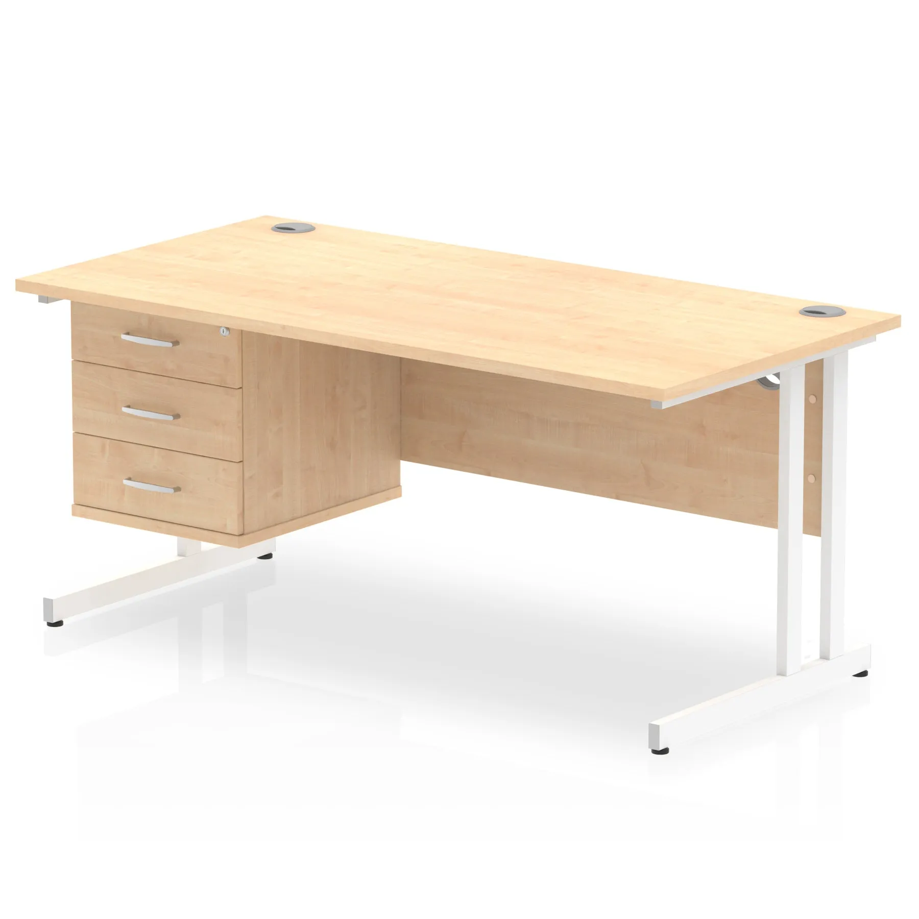 OE - Impulse 1600mm Cantilever Straight Desk With Single Fixed Pedestal