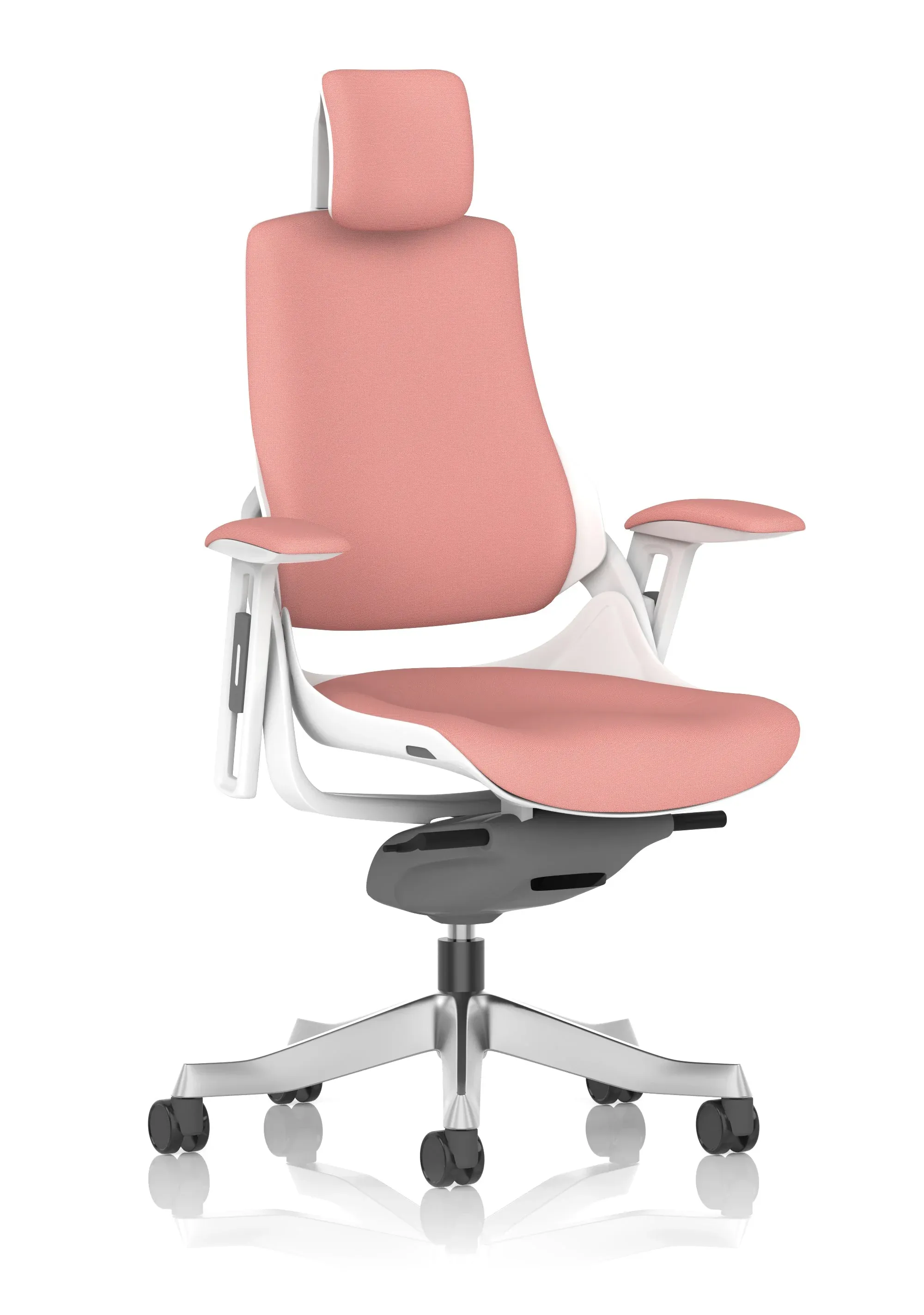Zure High Back White Shell Fabric Executive Office Chair with Arms