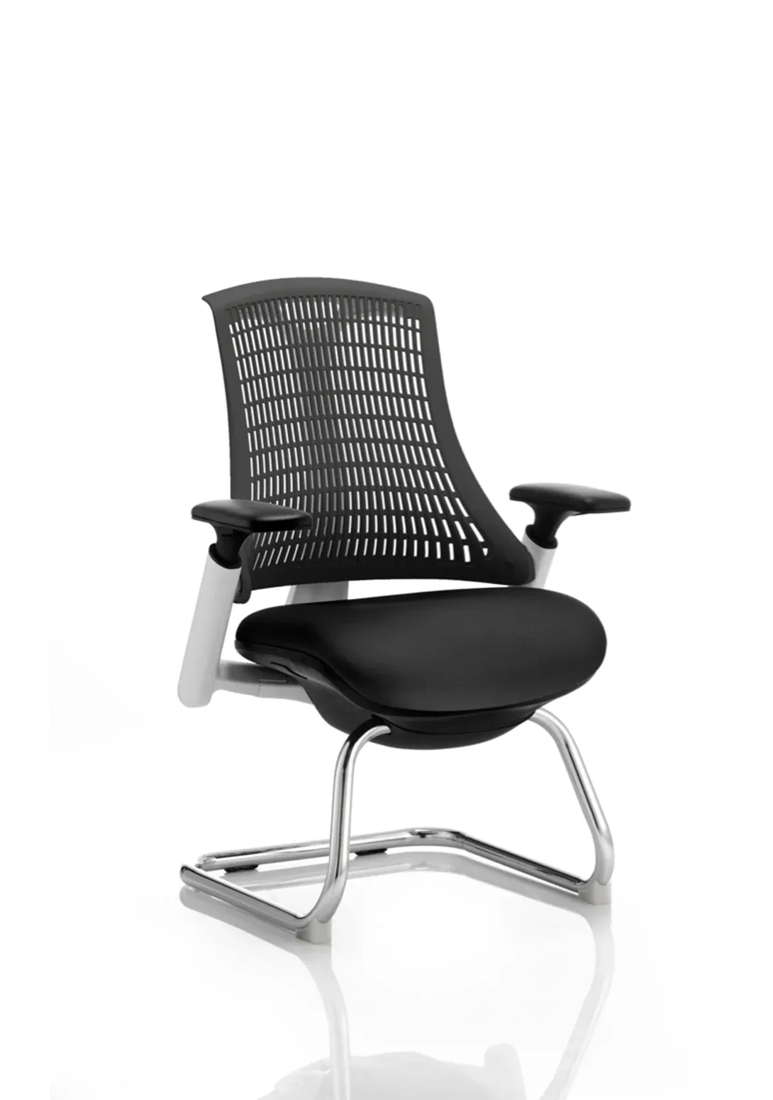 Flex Medium Back Cantilever Visitor Chair White Frame with Arms