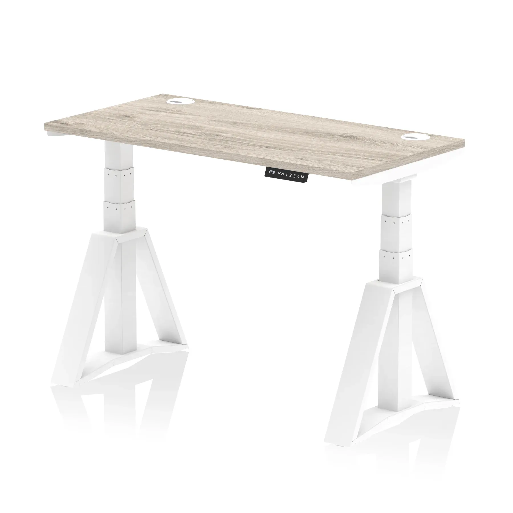 Air Height Adjustable Slimline Desk With Cable Ports With Piste Foot
