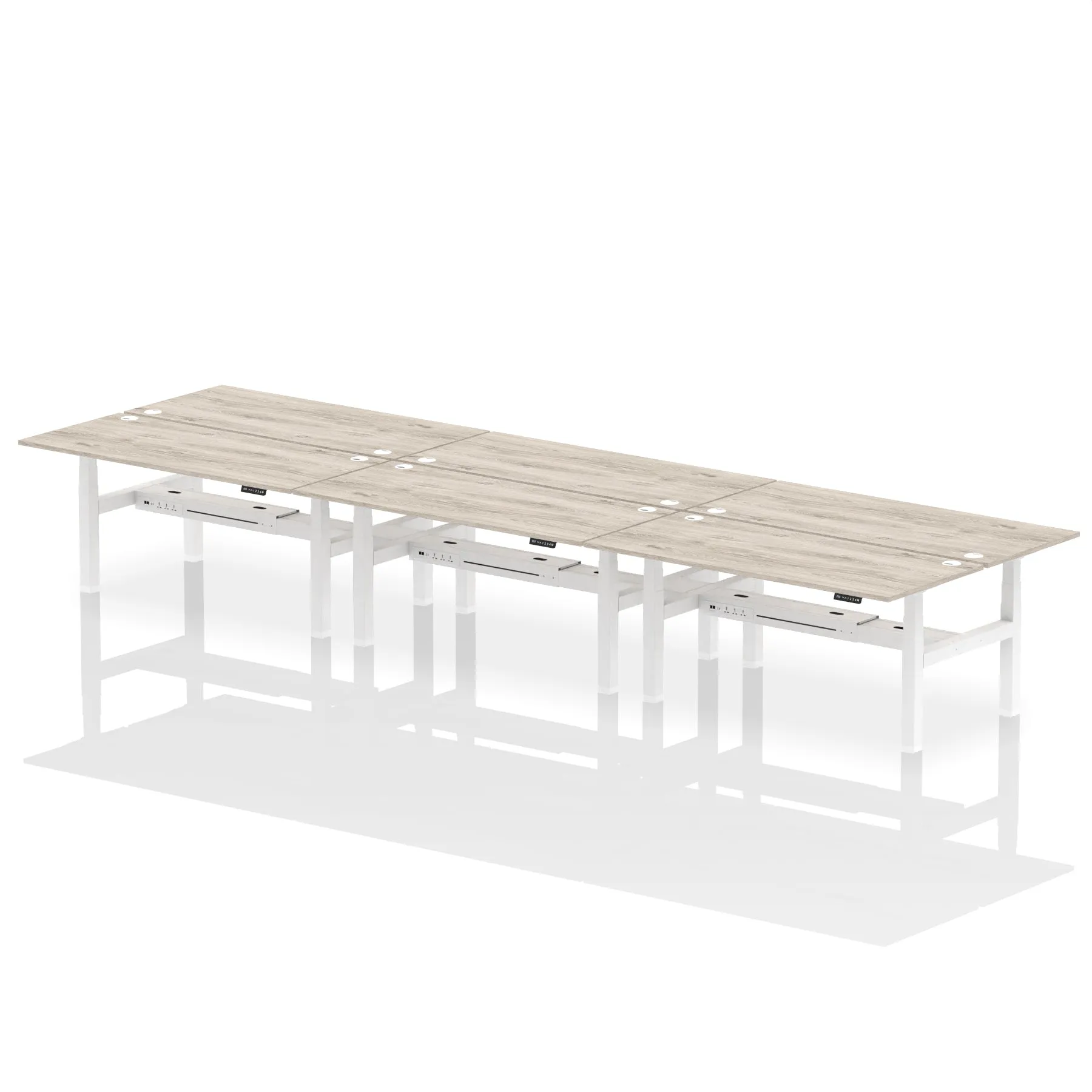 Air Back-to-Back Height Adjustable Bench Desk - 6 Person