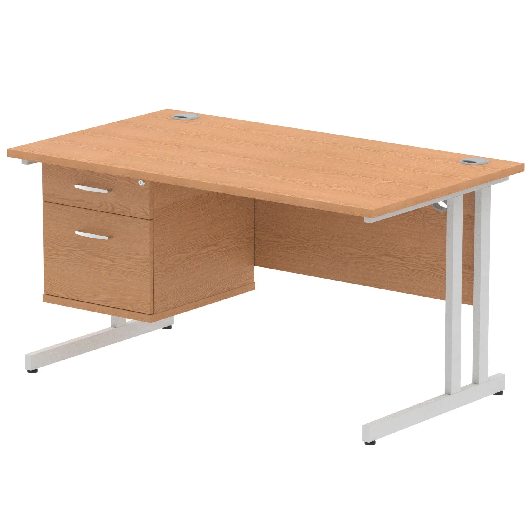 OE - Impulse 1400mm Cantilever Straight Desk With Single Fixed Pedestal