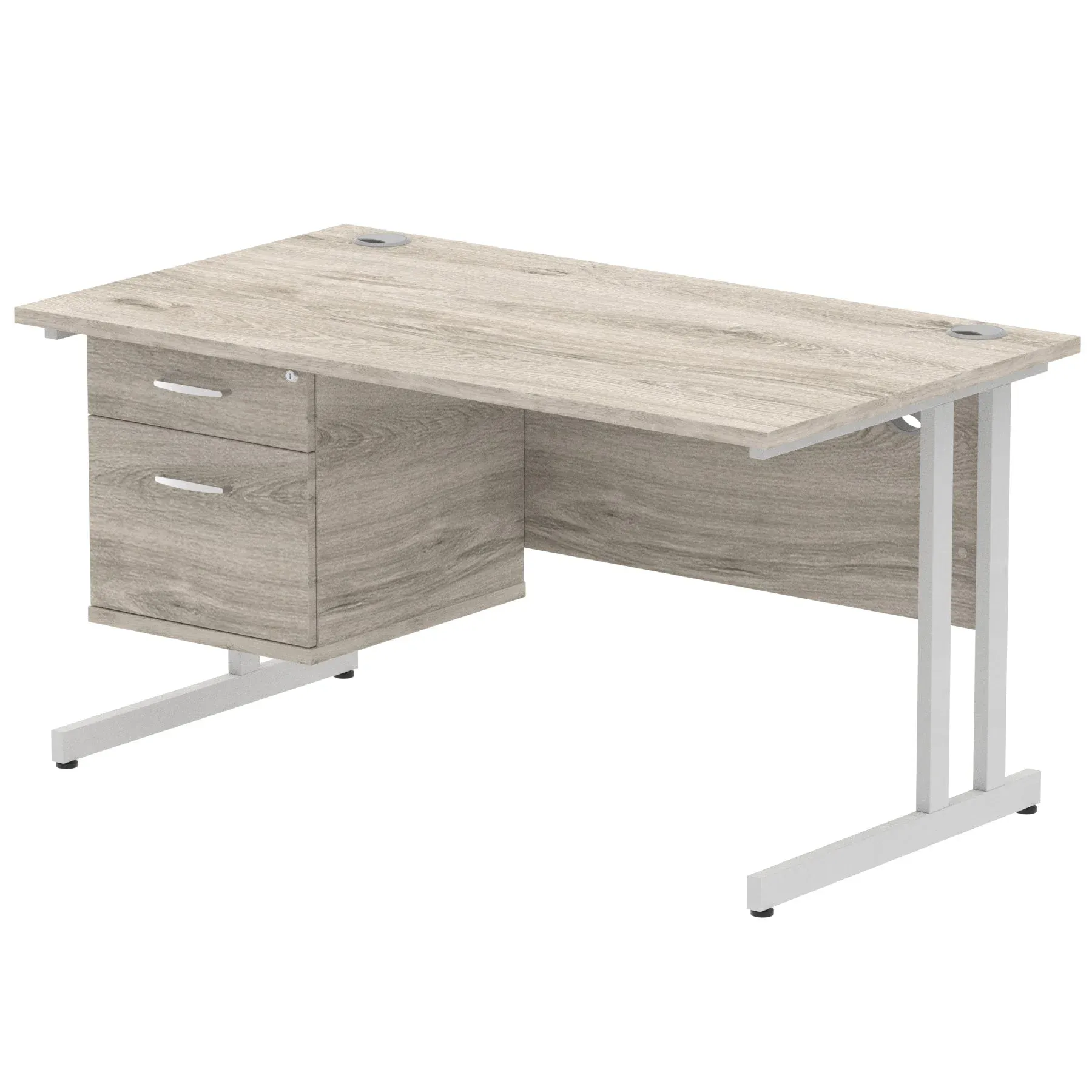 OE - Impulse 1400mm Cantilever Straight Desk With Single Fixed Pedestal