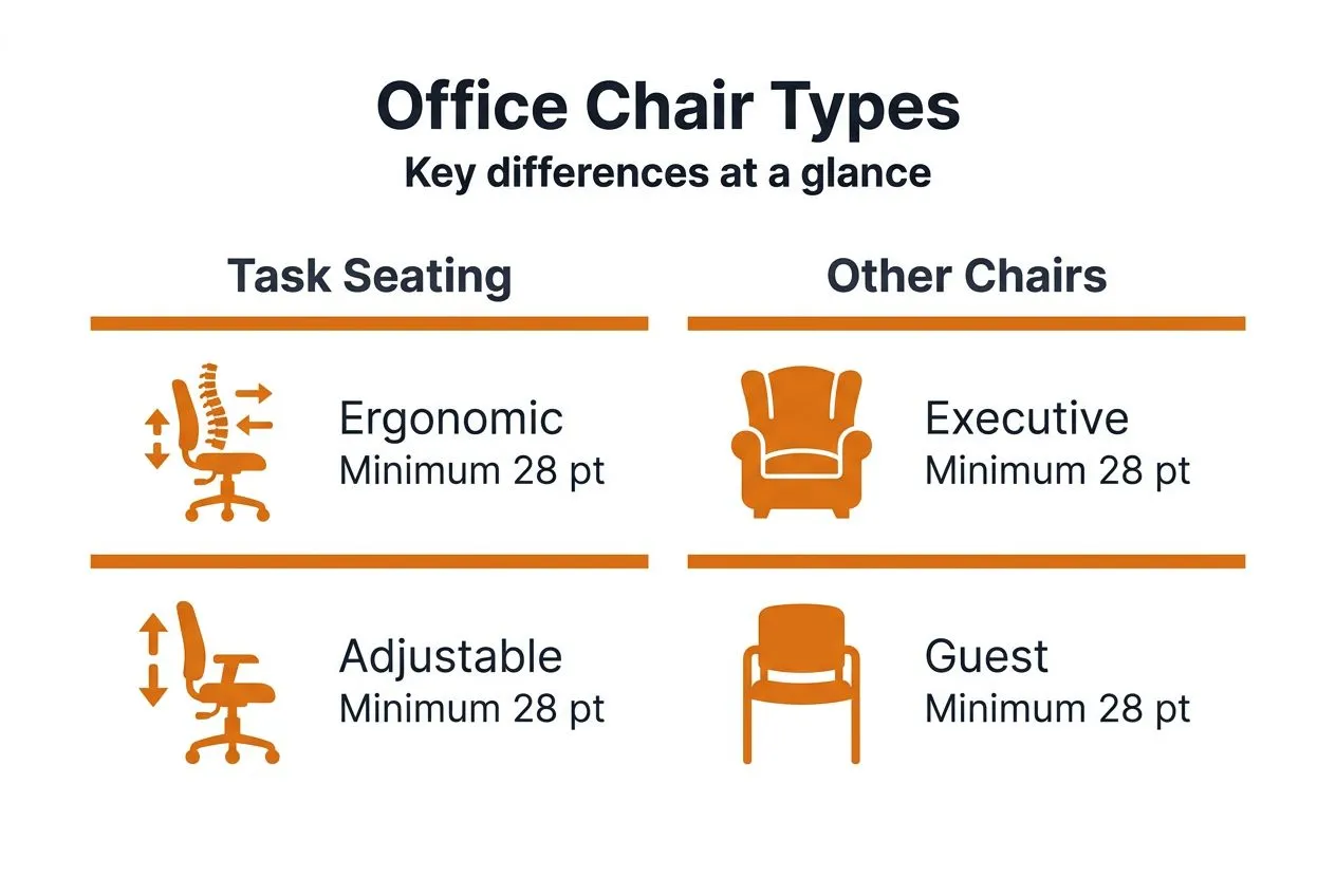 Infographic comparing office chair types
