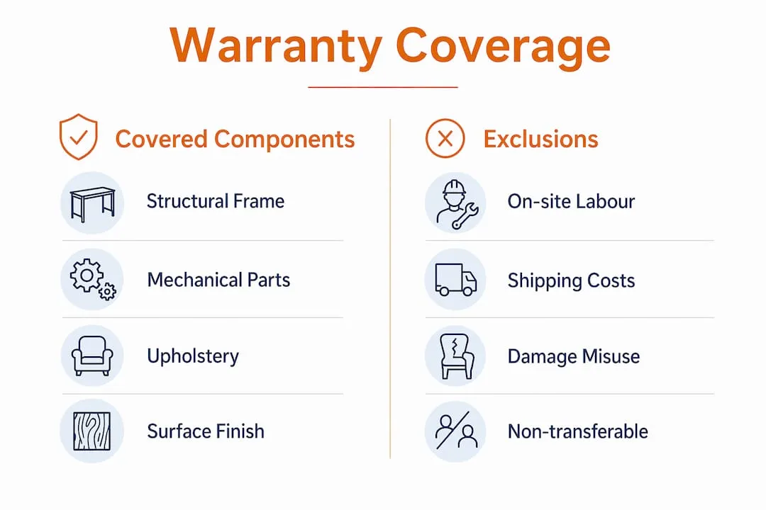 Infographic illustrating warranty coverage versus exclusions