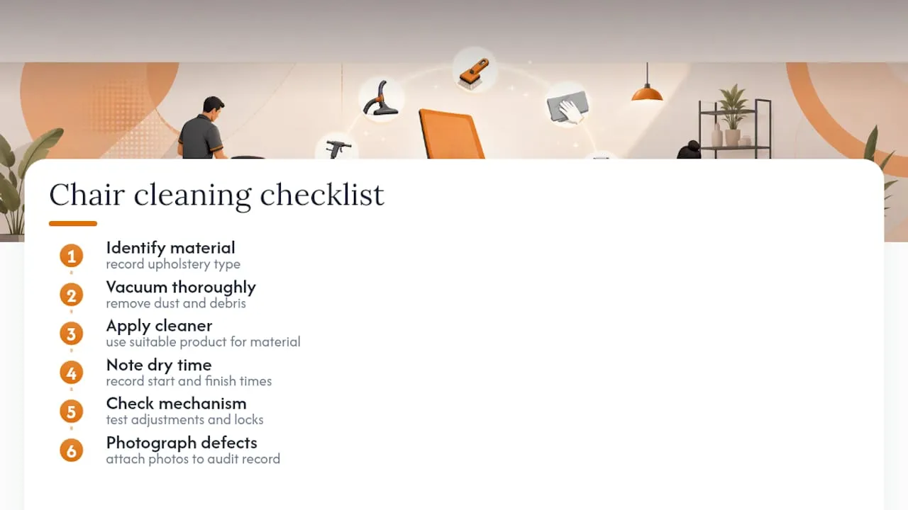 Five-step office chair cleaning checklist