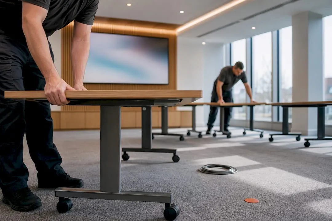 Save space: HSE safe modular meeting table layouts for UK procurement