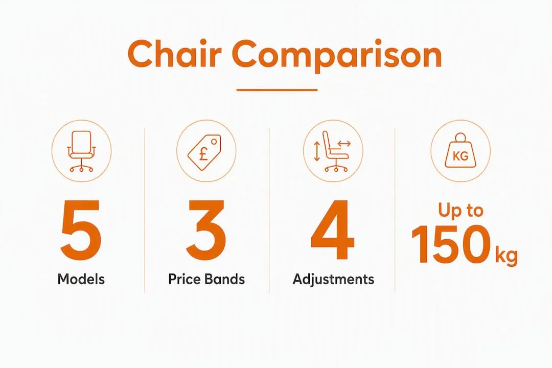Infographic comparing black executive office chair features