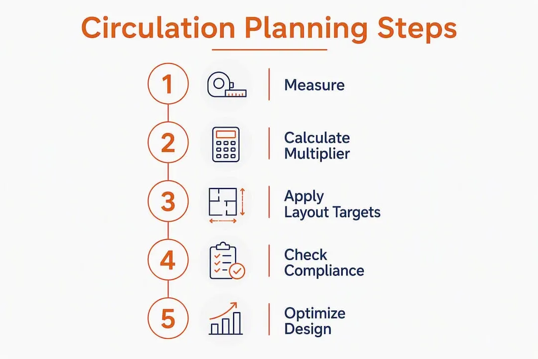 Infographic showing circulation planning steps