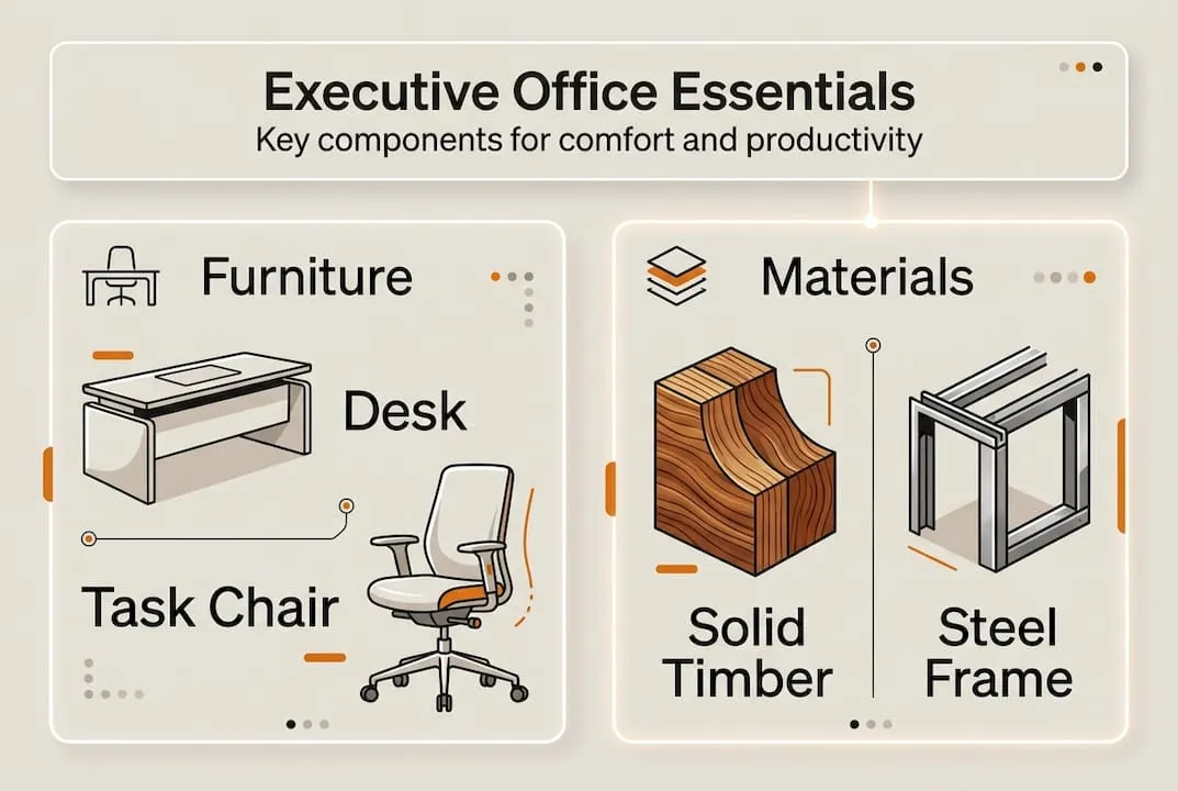 Infographic of executive office essentials and components