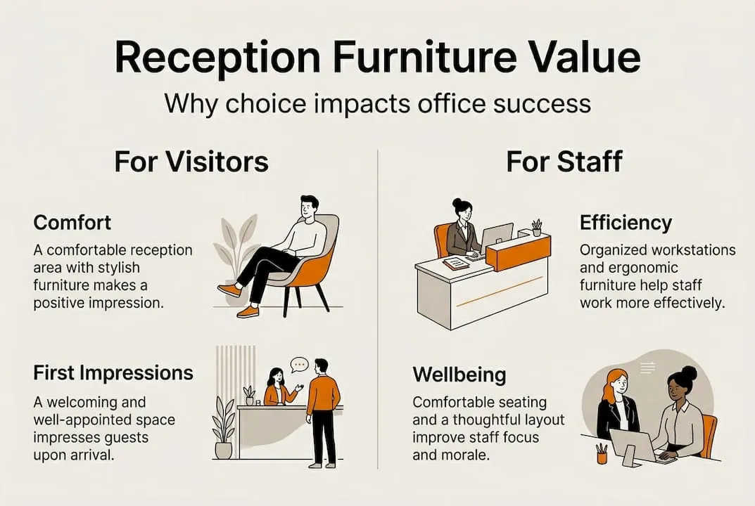 Infographic on reception furniture value for offices