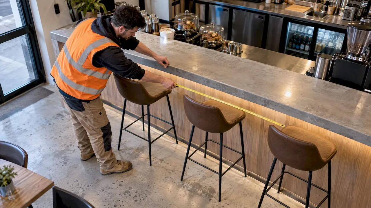 Bar Stool Spacing for Bars and Islands: 600–760 mm, Clear Aisles