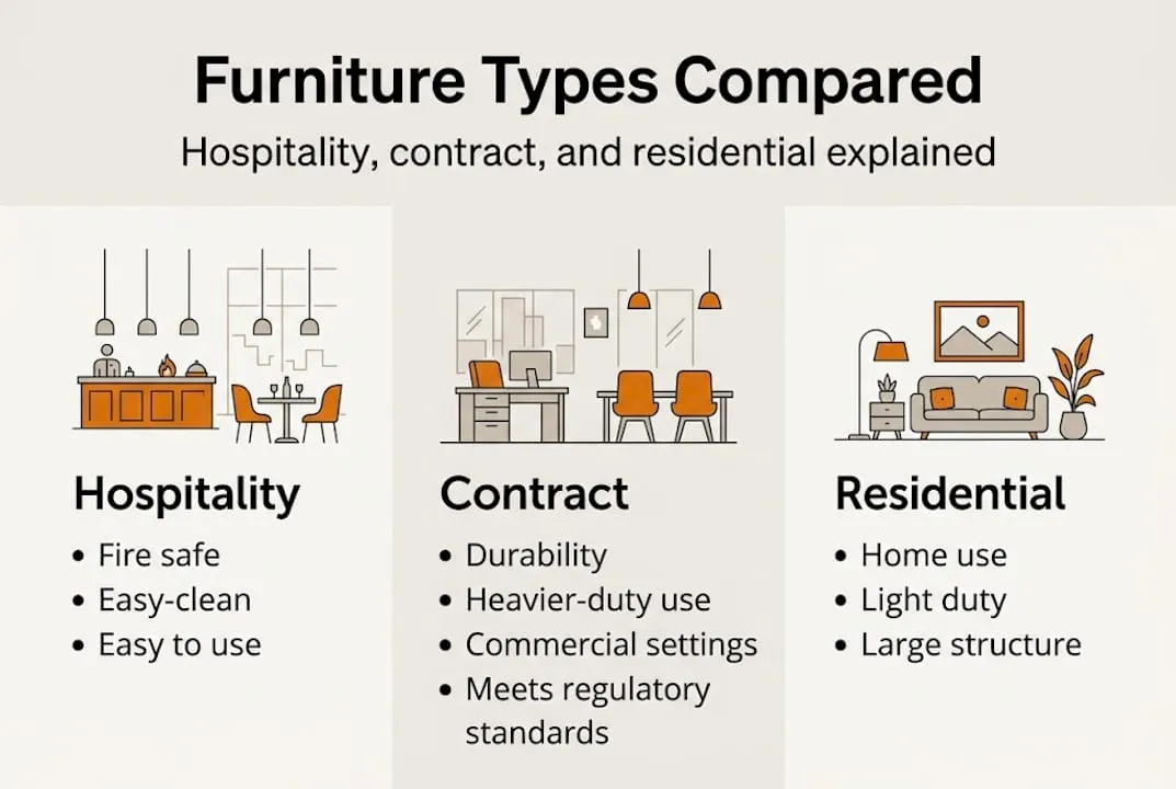 Infographic comparing furniture types and features