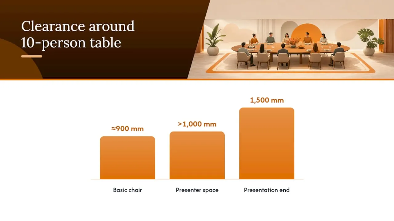 Meeting table clearance dimensions diagram