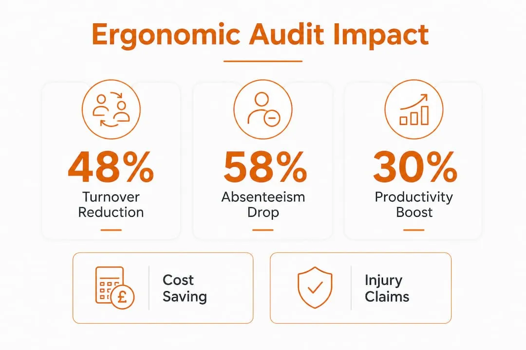 Infographic showing key ergonomic audit statistics