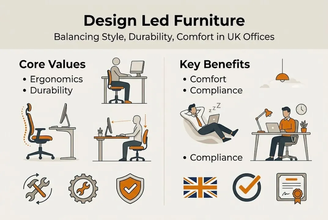 Infographic summarizing design led furniture features