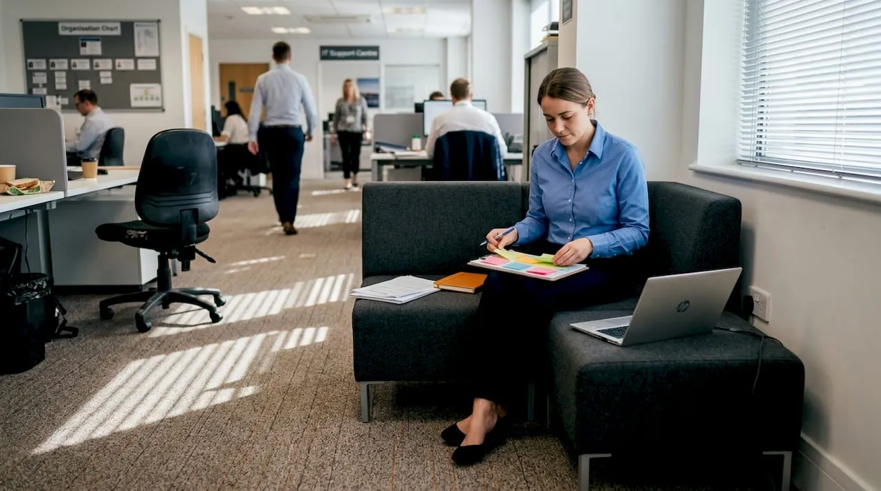 Brixworth corner modular seat in office setting
