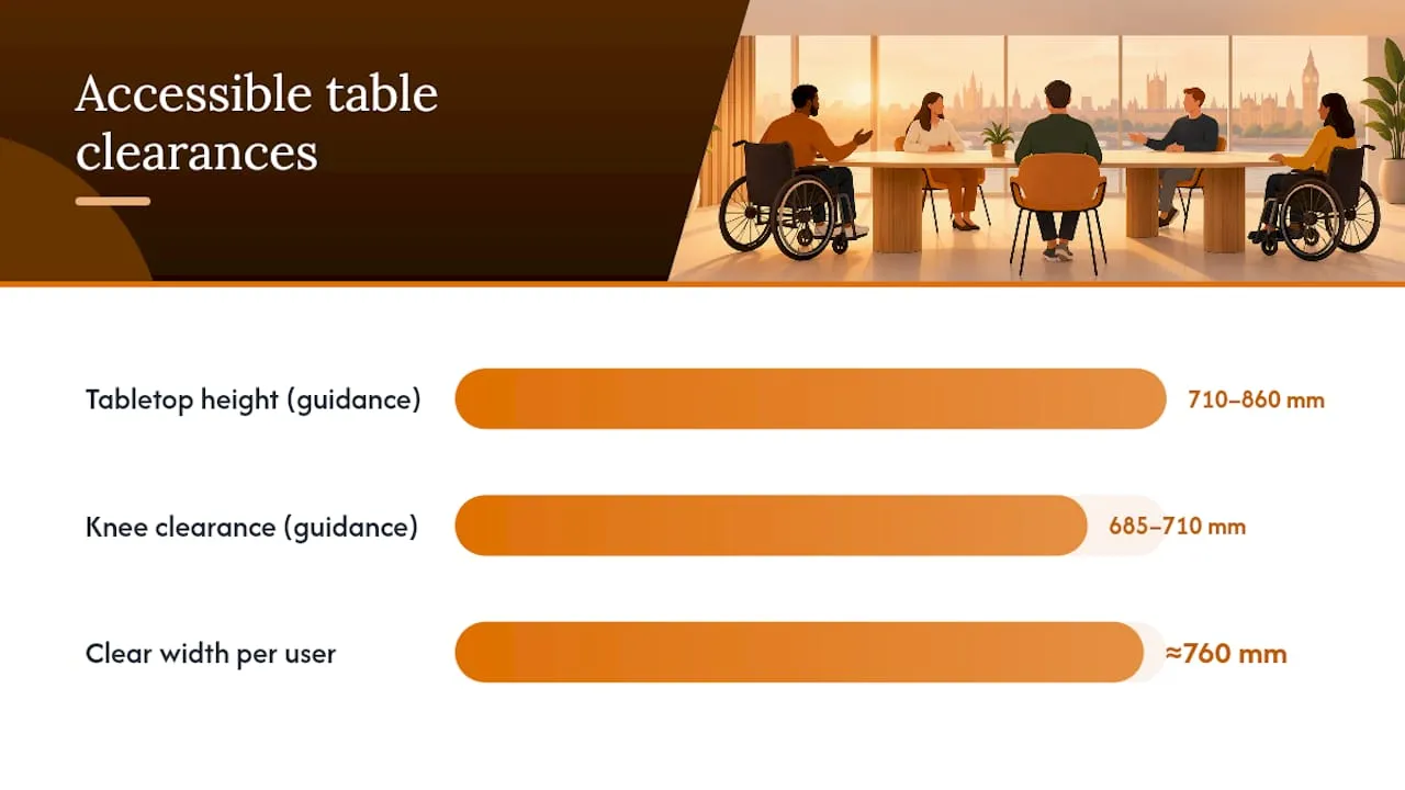 Accessible meeting table clearance dimensions