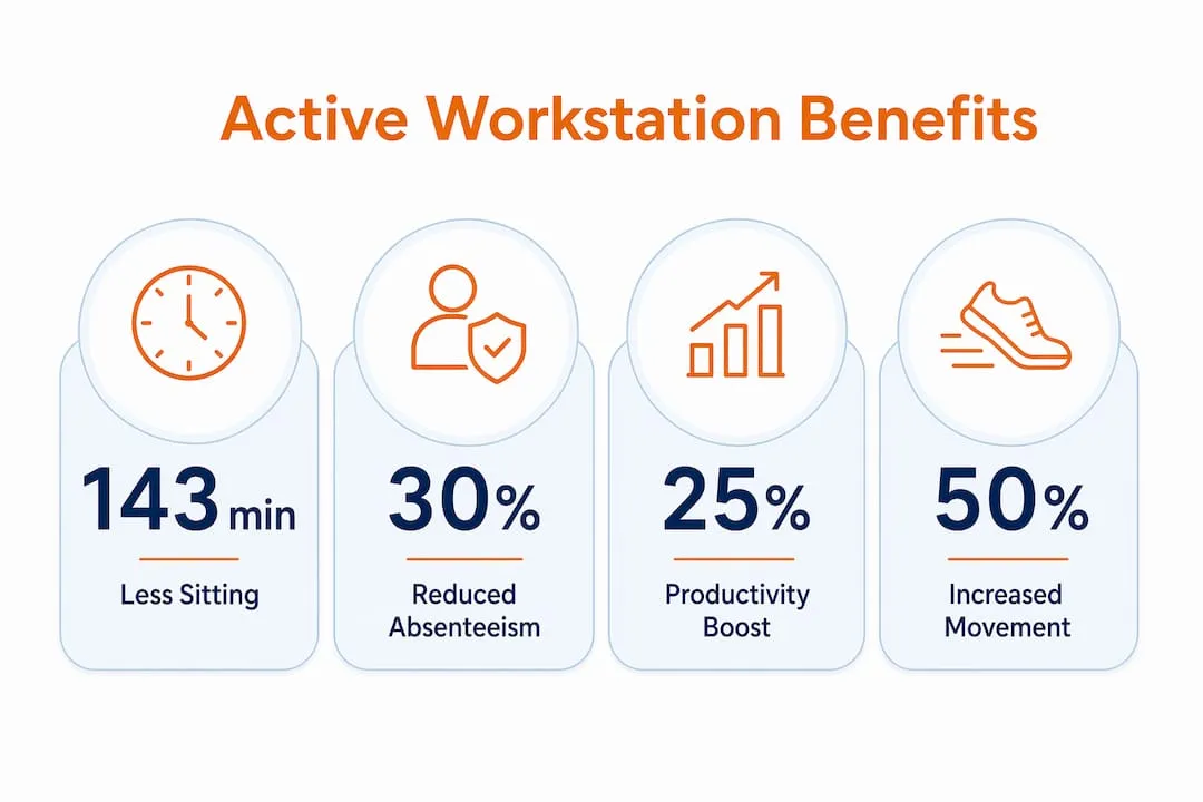 Infographic showing active workstation benefits