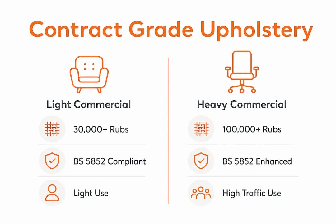 Infographic comparing light and heavy commercial upholstery
