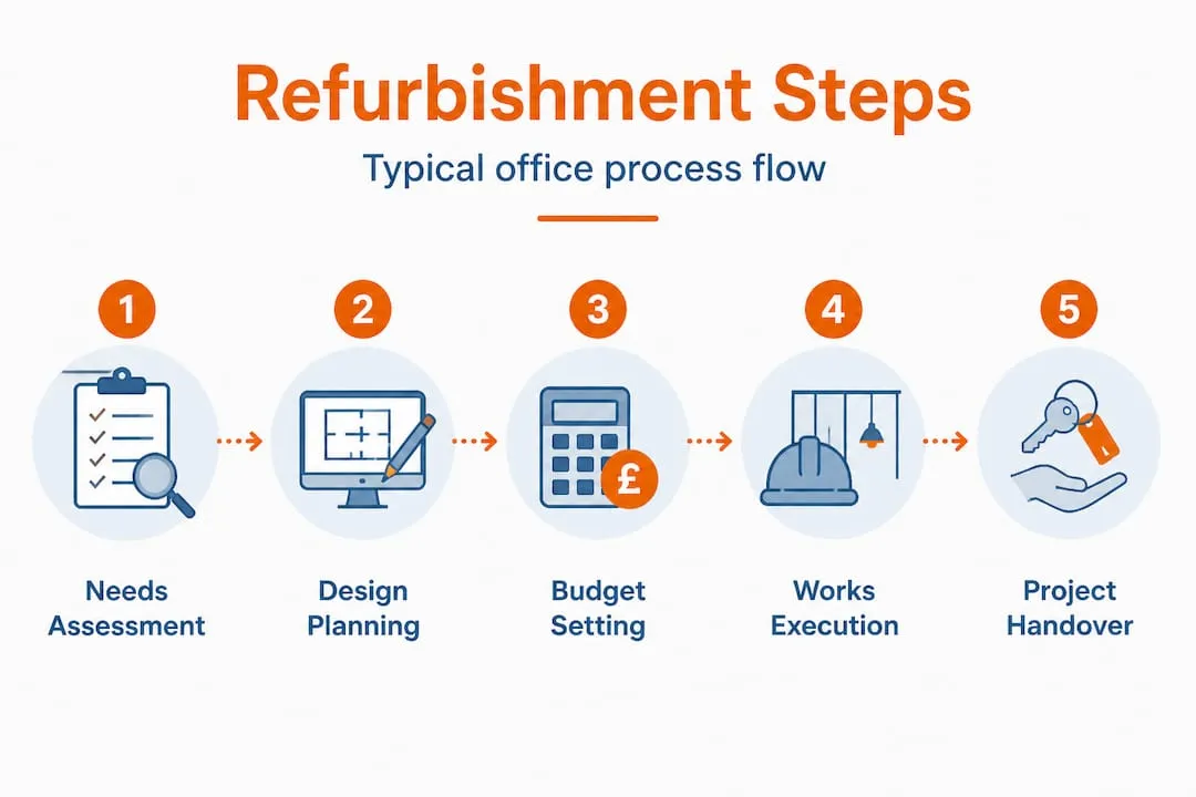 Infographic shows steps of office refurbishment