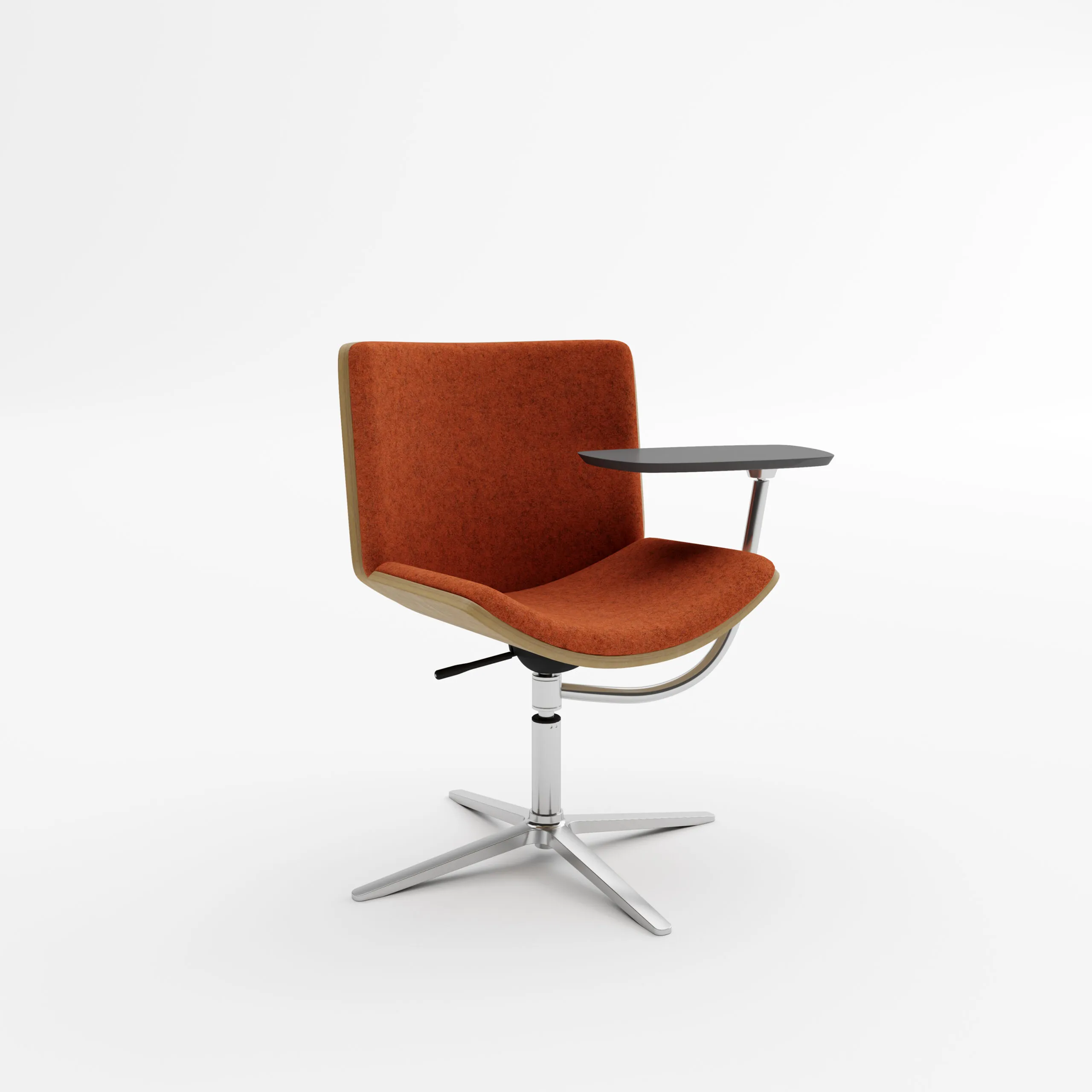 Mussel Chair with Chrome Base and Ambidextrous Writing Tablet