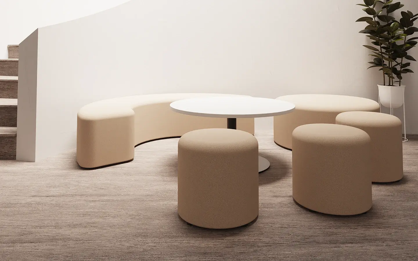 Harlestone stools around a low table