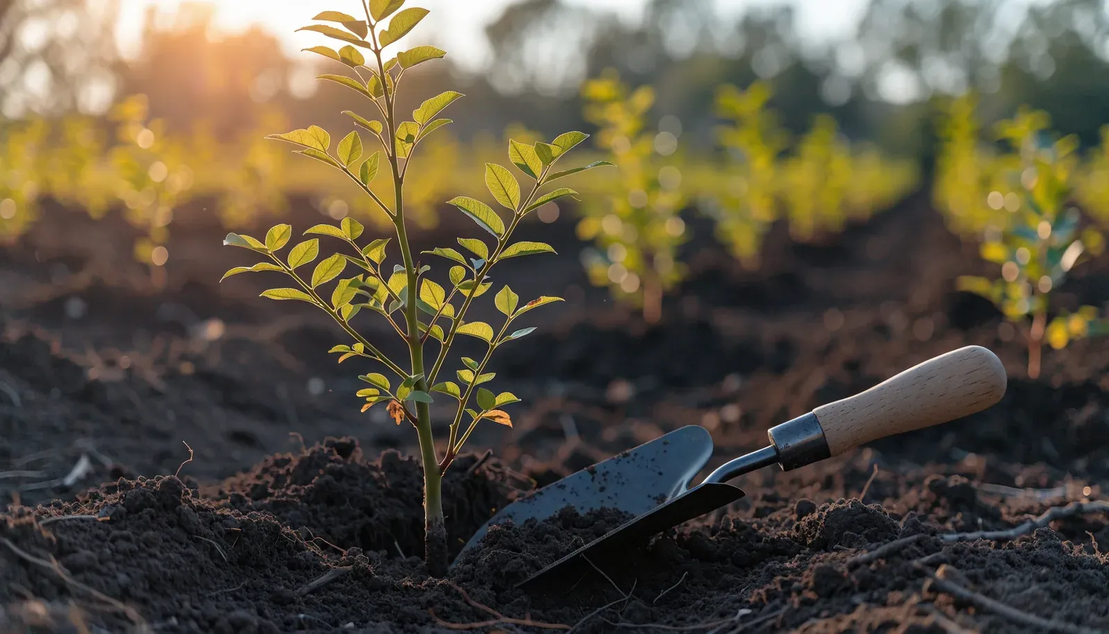A freshly planted tree sapling