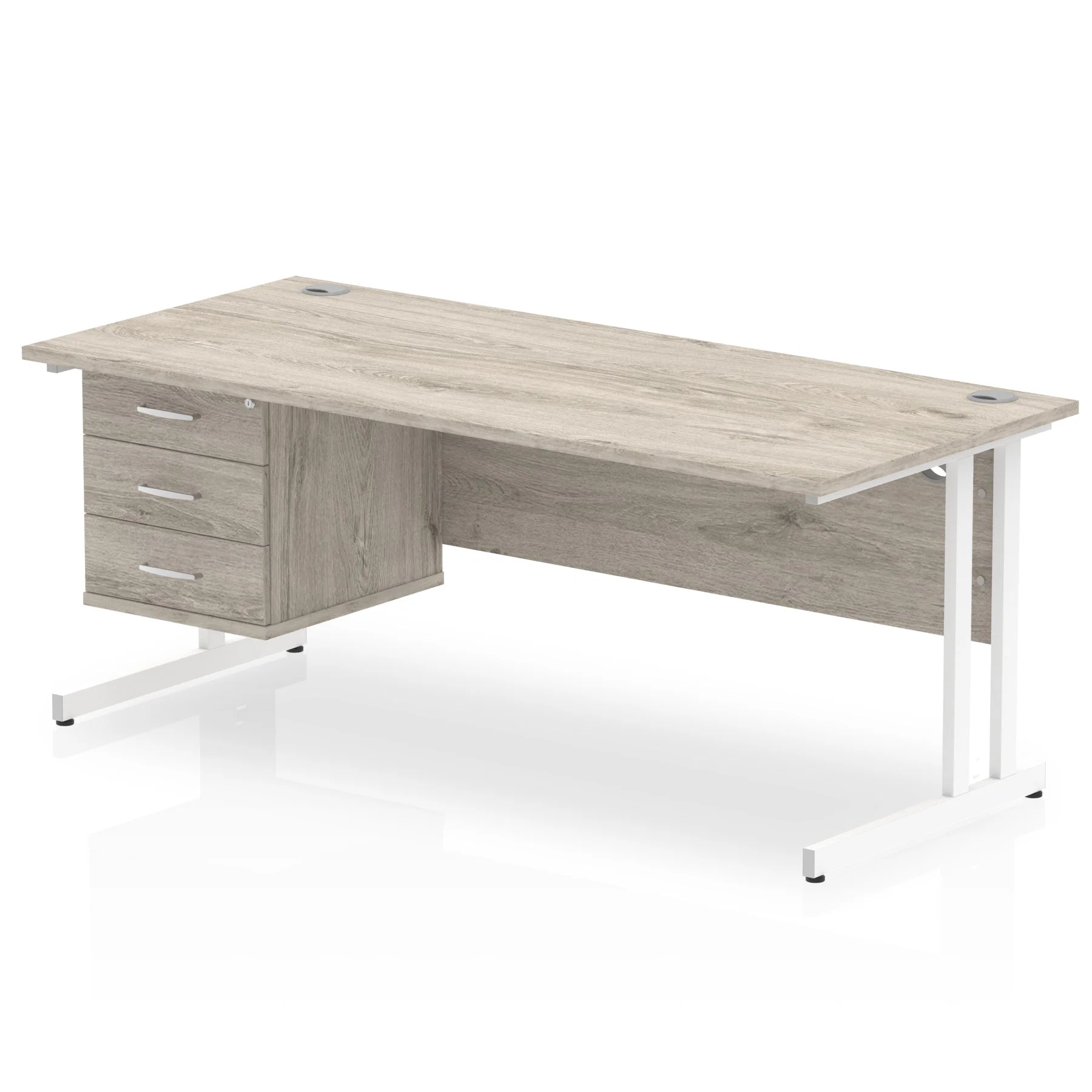 Impulse 1800mm Cantilever Straight Desk With Single Fixed Pedestal