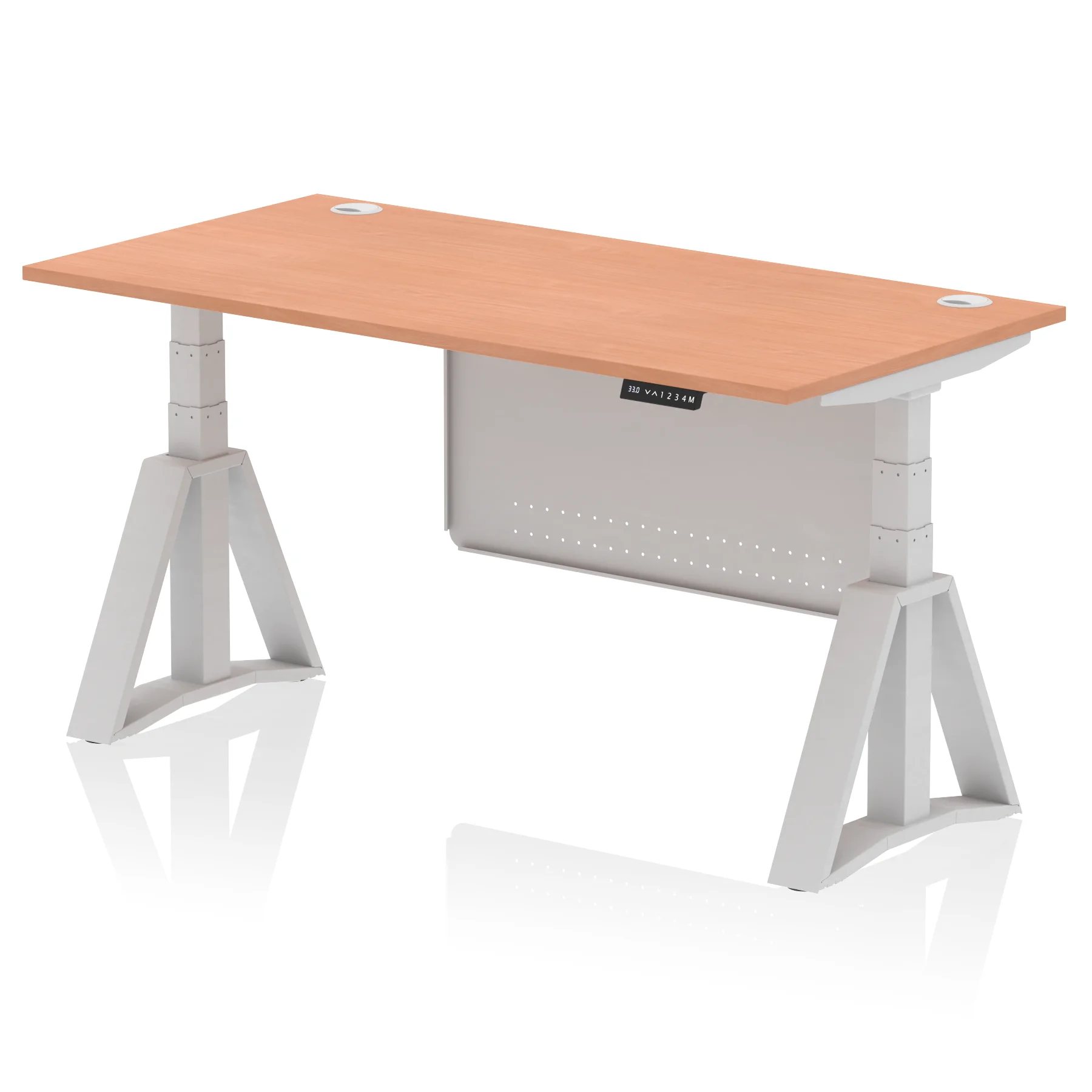 Air Height Adjustable Desk With Cable Ports With Steel Modesty Panel With Piste Foot