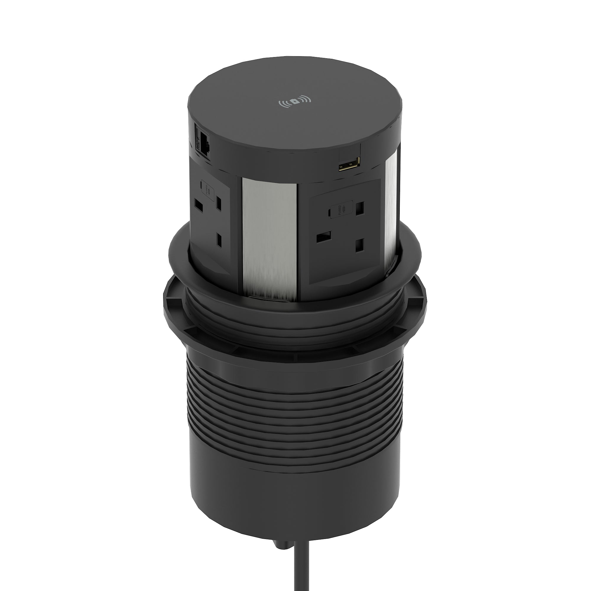 Volta Round Pop Up Power Unit 4x Socket Module with Wireless Charger