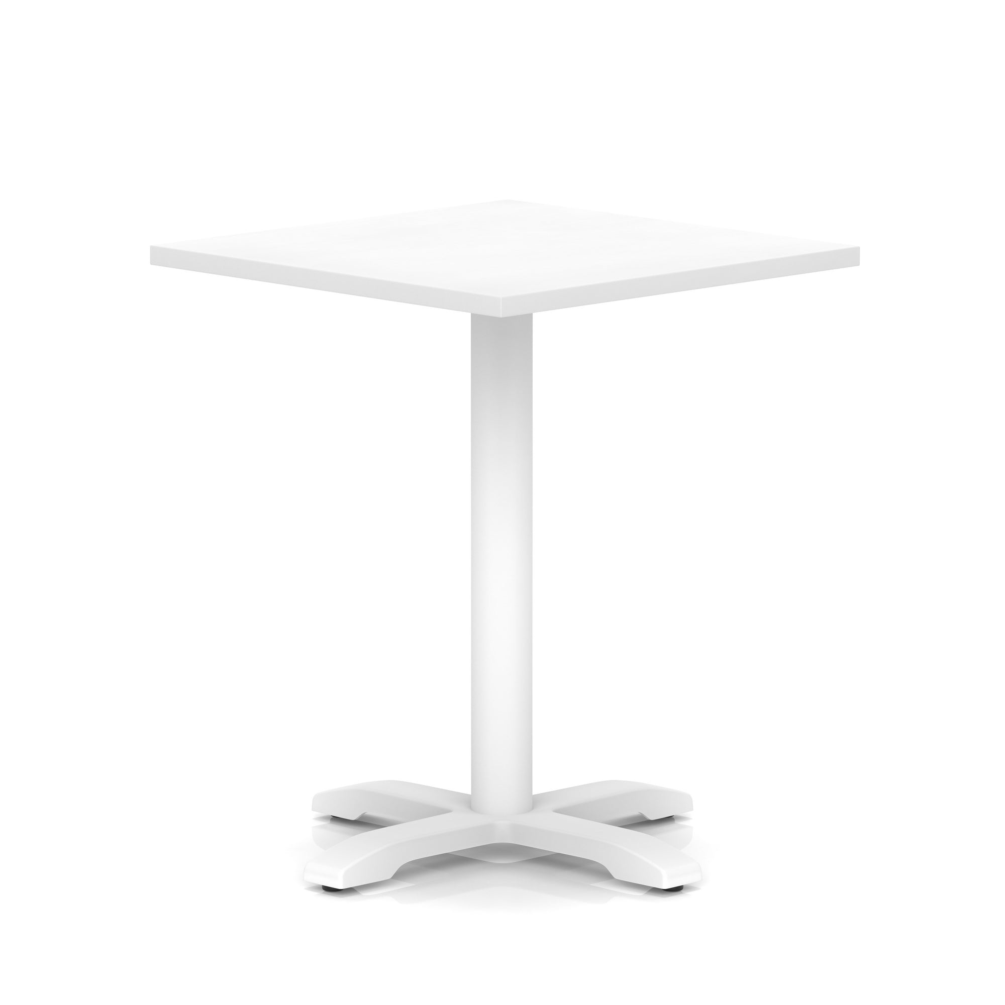 Italia Square Poseur Table With Cross Base White Leg