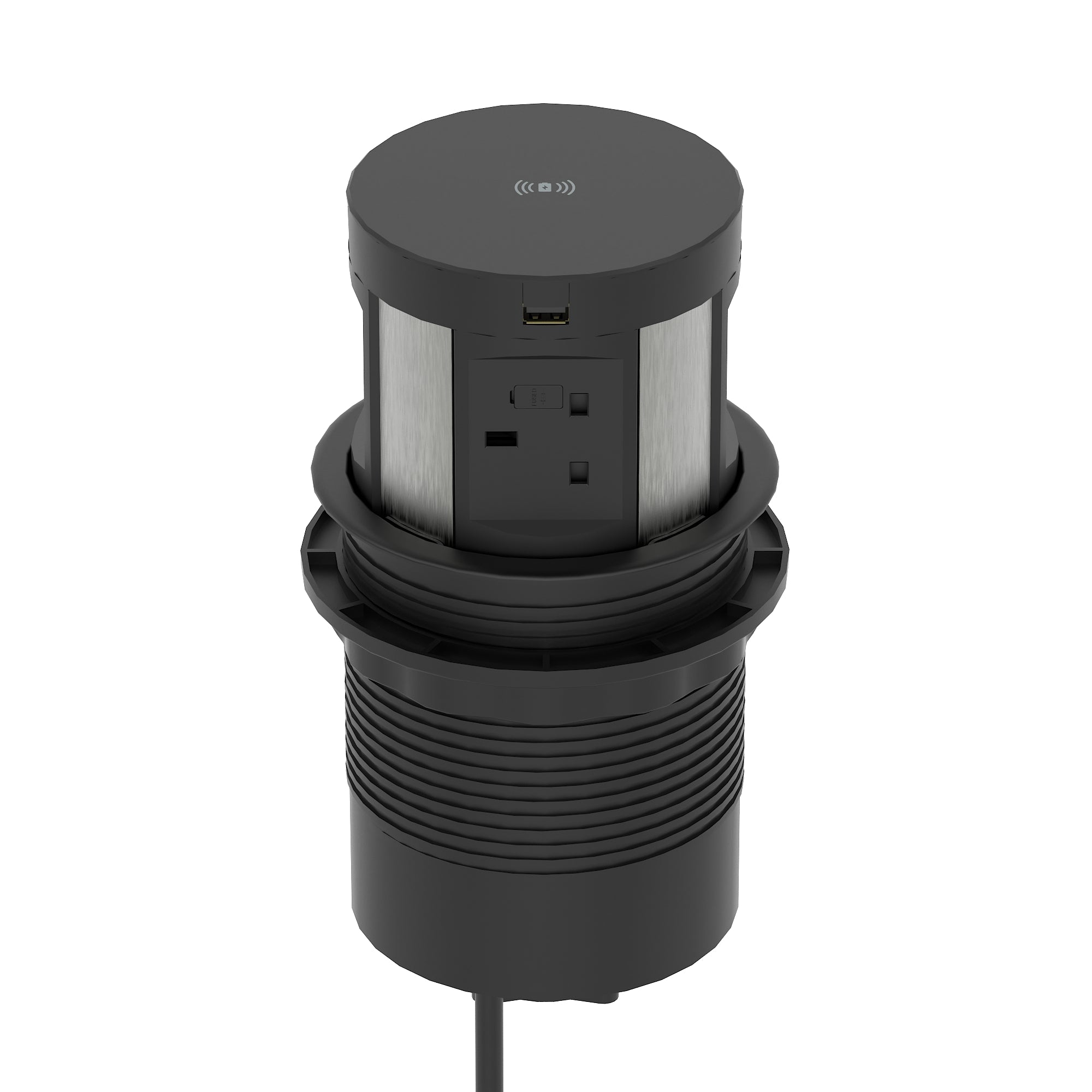Volta Round Pop Up Power Unit 4x Socket Module with Wireless Charger