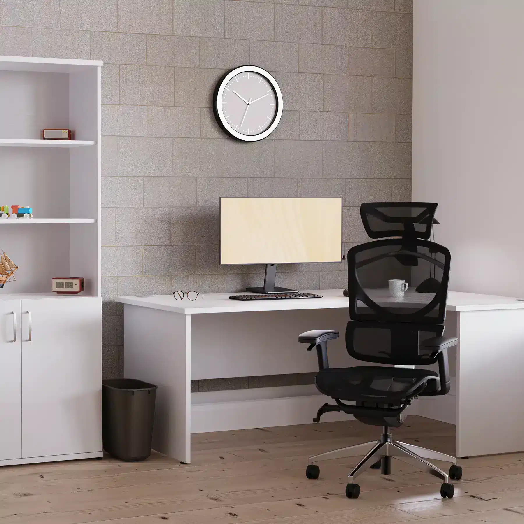 Ergo Click Plus office chair at a white desk in a home office