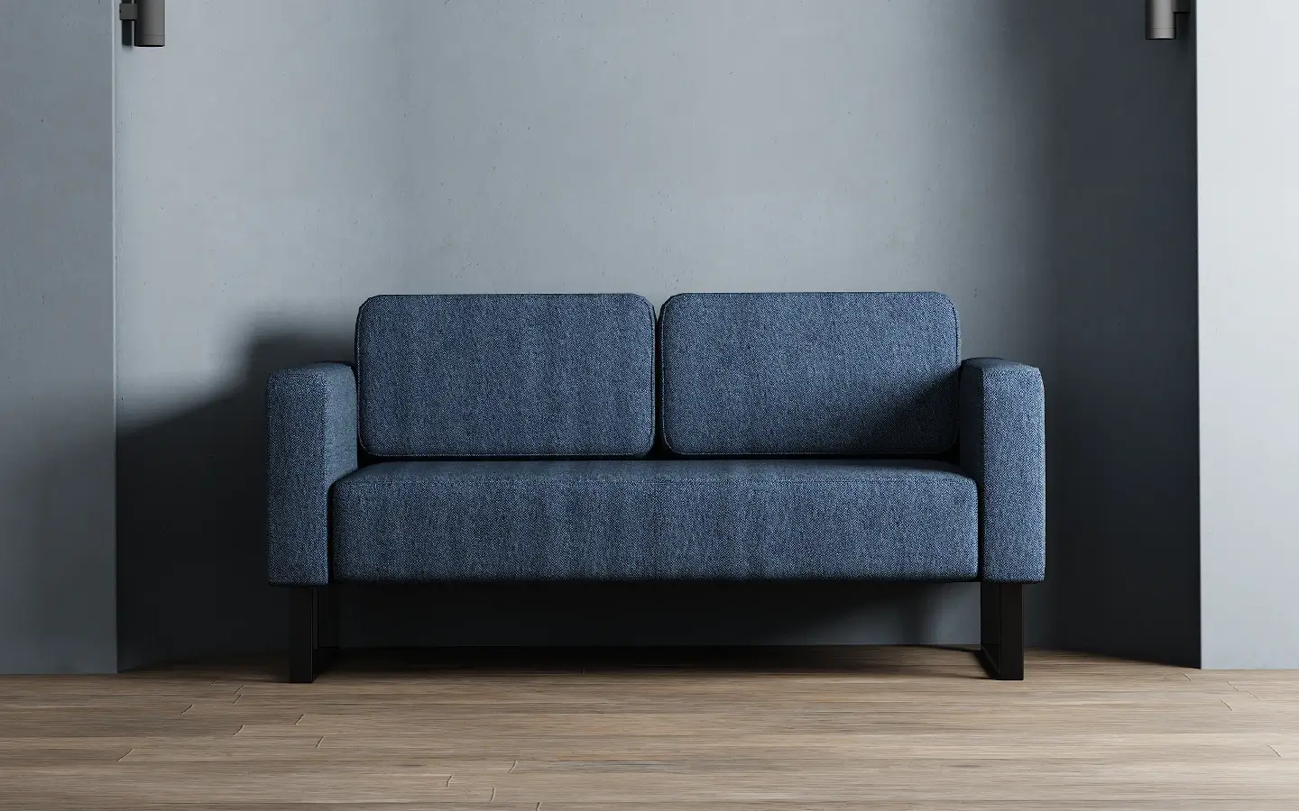 Brixworth three-seater sofa in blue fabric