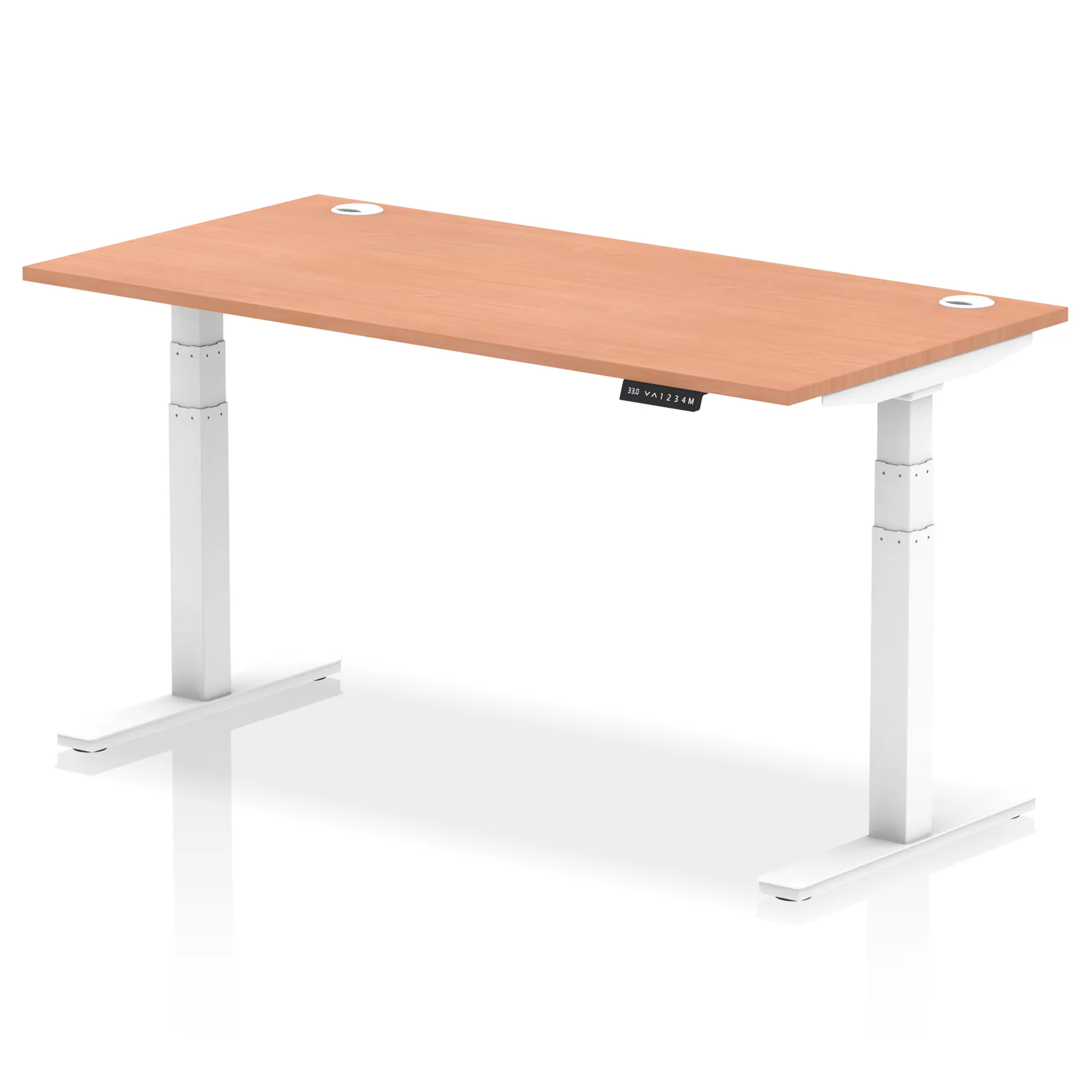 DW Electric Sit-Stand Desk, 1600, Beech, White, Dual Motor